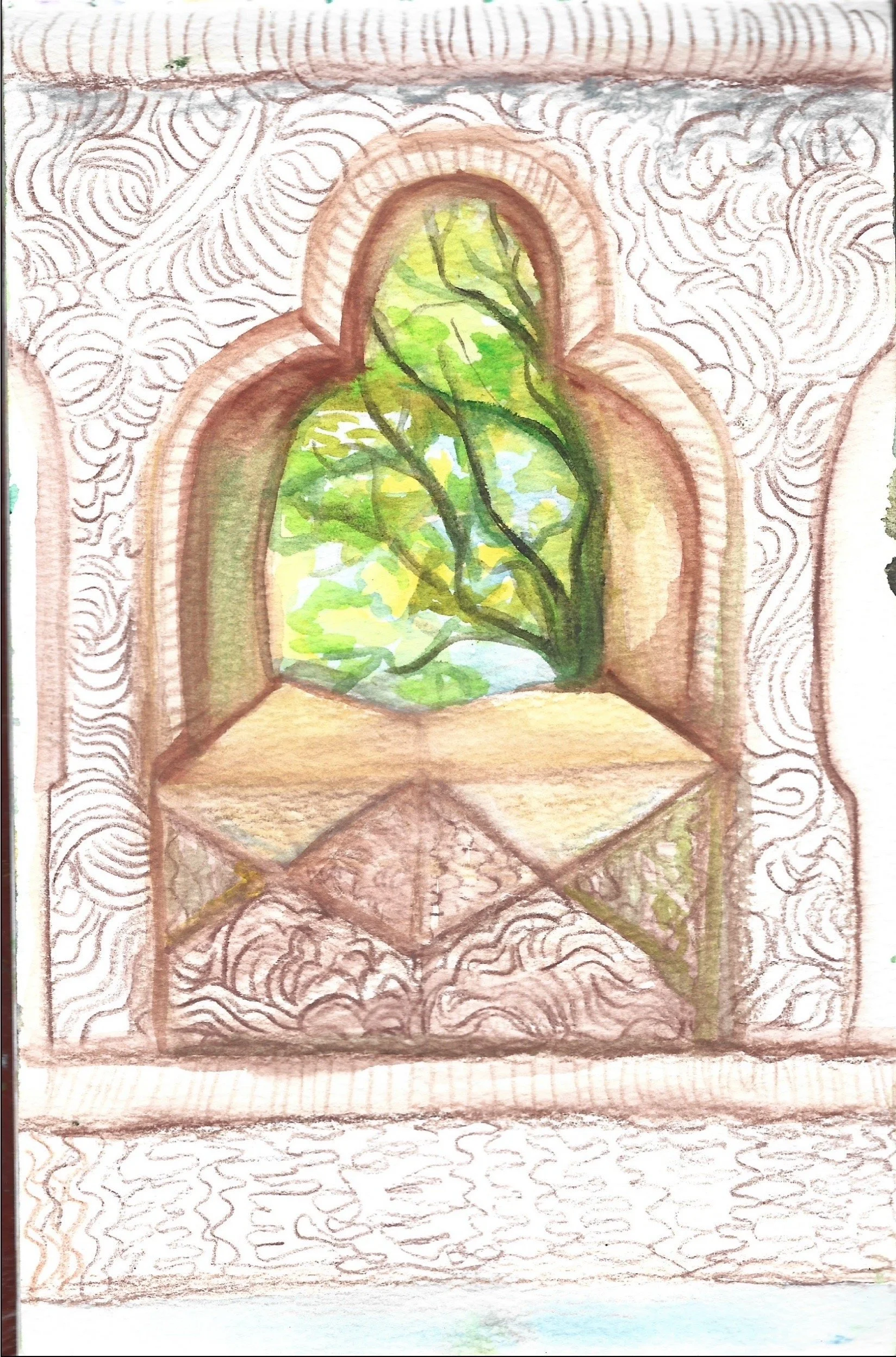 Fig 35.  Watercolor on Paper, 5" x 8"
