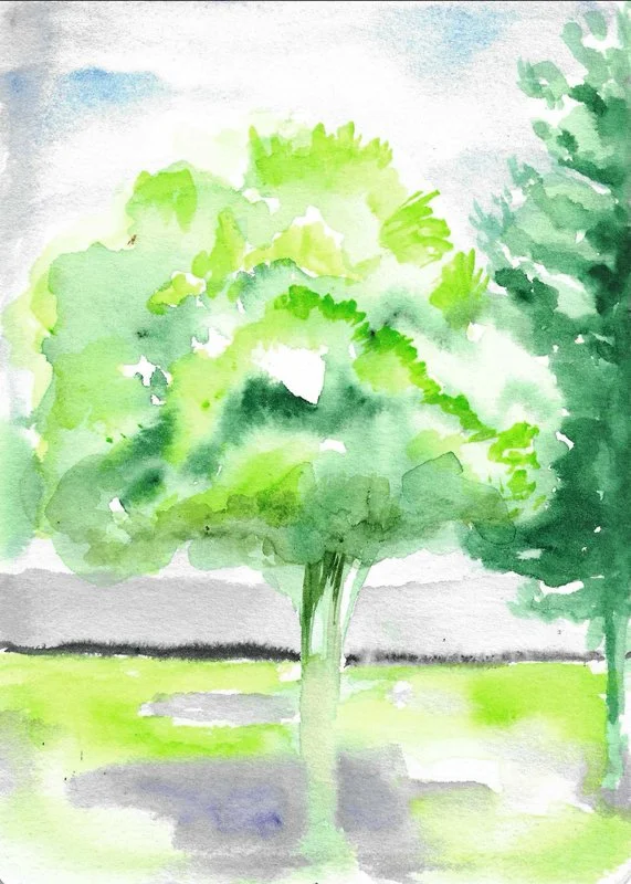 Fig 19.  Watercolor on Paper, 5" x 8"