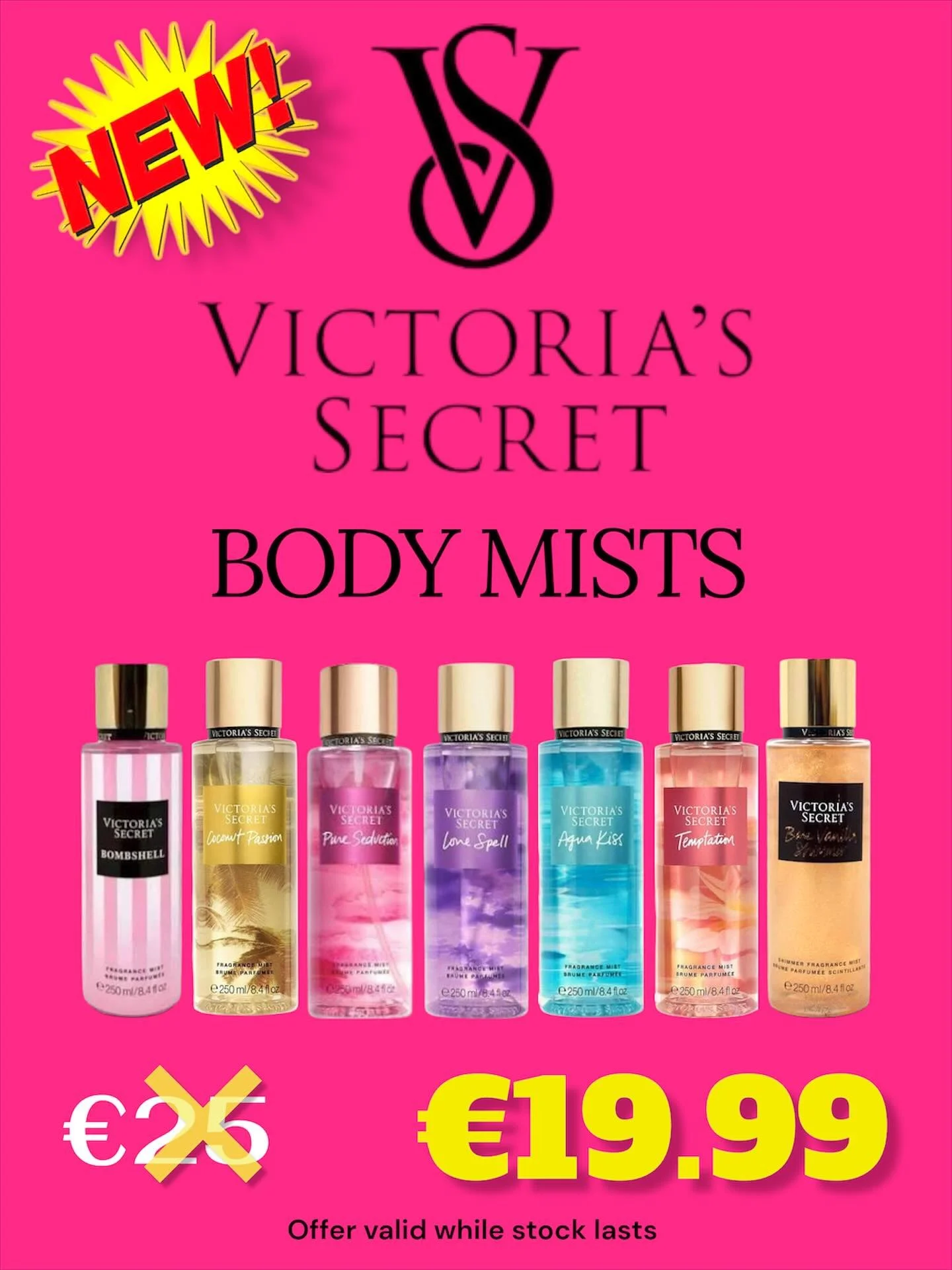 💖✨ NEW IN STORE &ndash; Victoria&rsquo;s Secret Body Mists! ✨💖

For the first time at Aquad&rsquo;or, we&rsquo;ve brought you a wide variety of the iconic Victoria&rsquo;s Secret Body Mists &ndash; direct from the USA! 🌸💜💎

🔥 Introductory Price