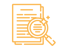 Icon of a document with magnifying glass and search icon