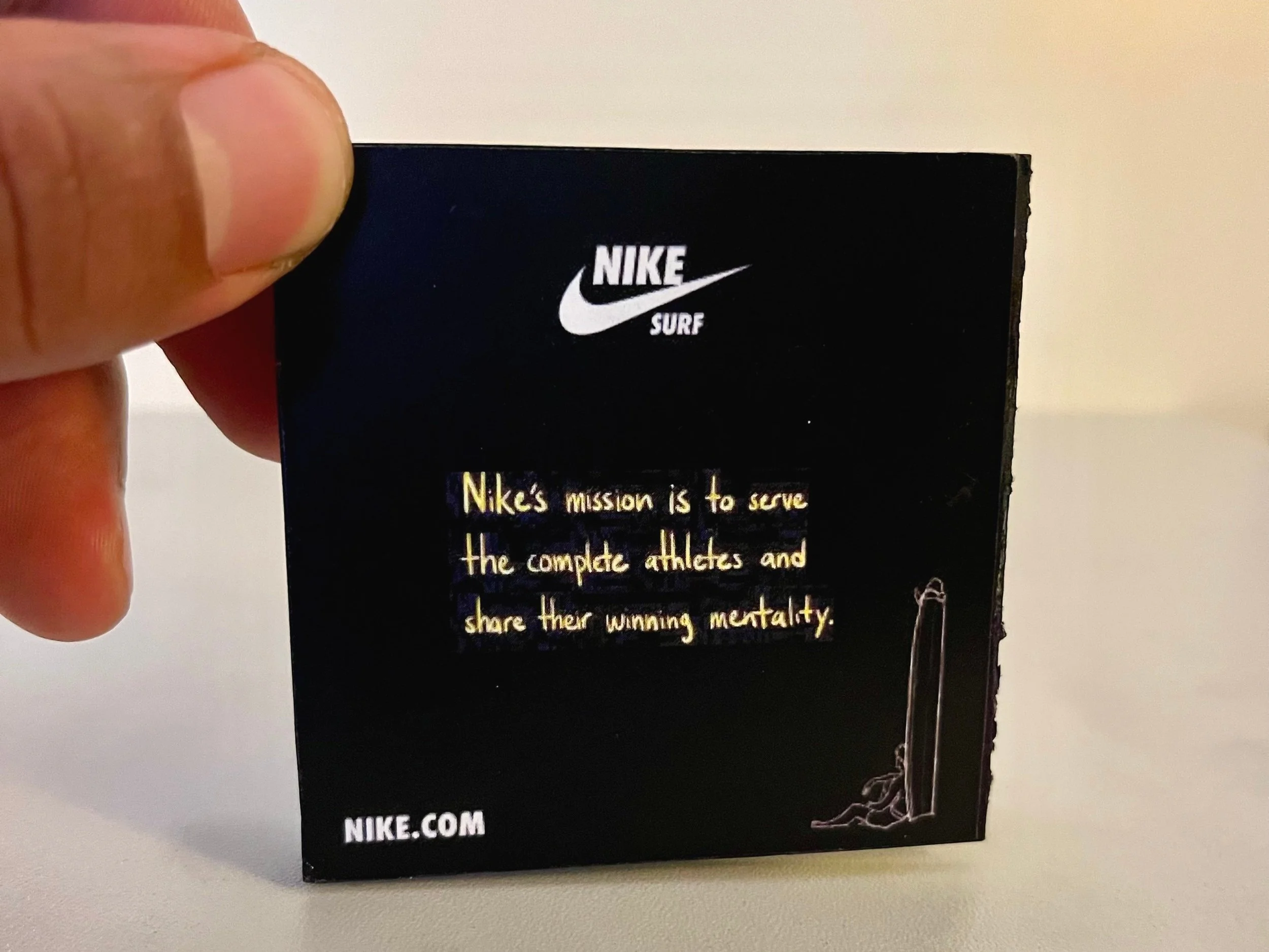 Nike Brochure Mini Sample. 2 x 8 inches.