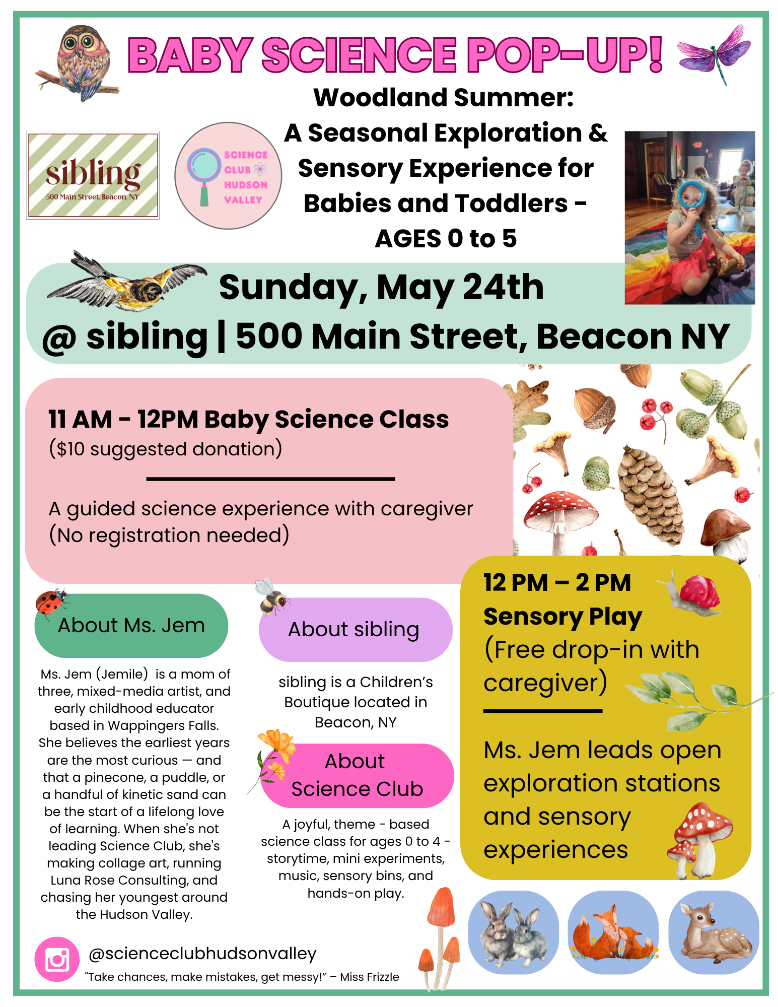 Baby Science Pop-Up @ Sibling in Beacon - May 24th
