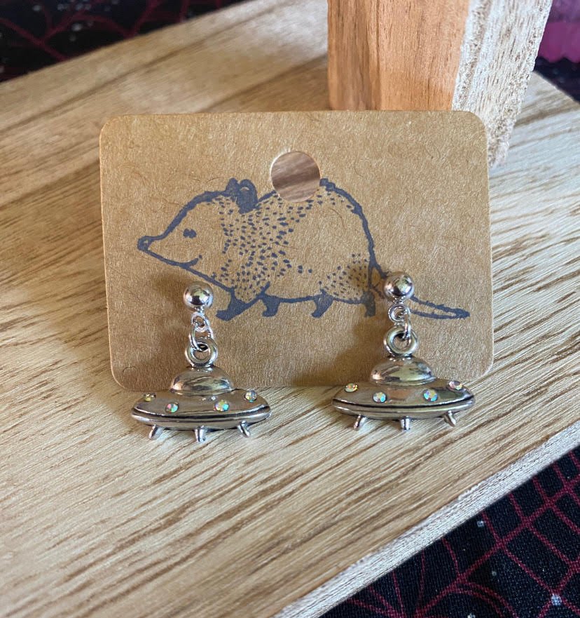 Silver UFO Stud Earrings