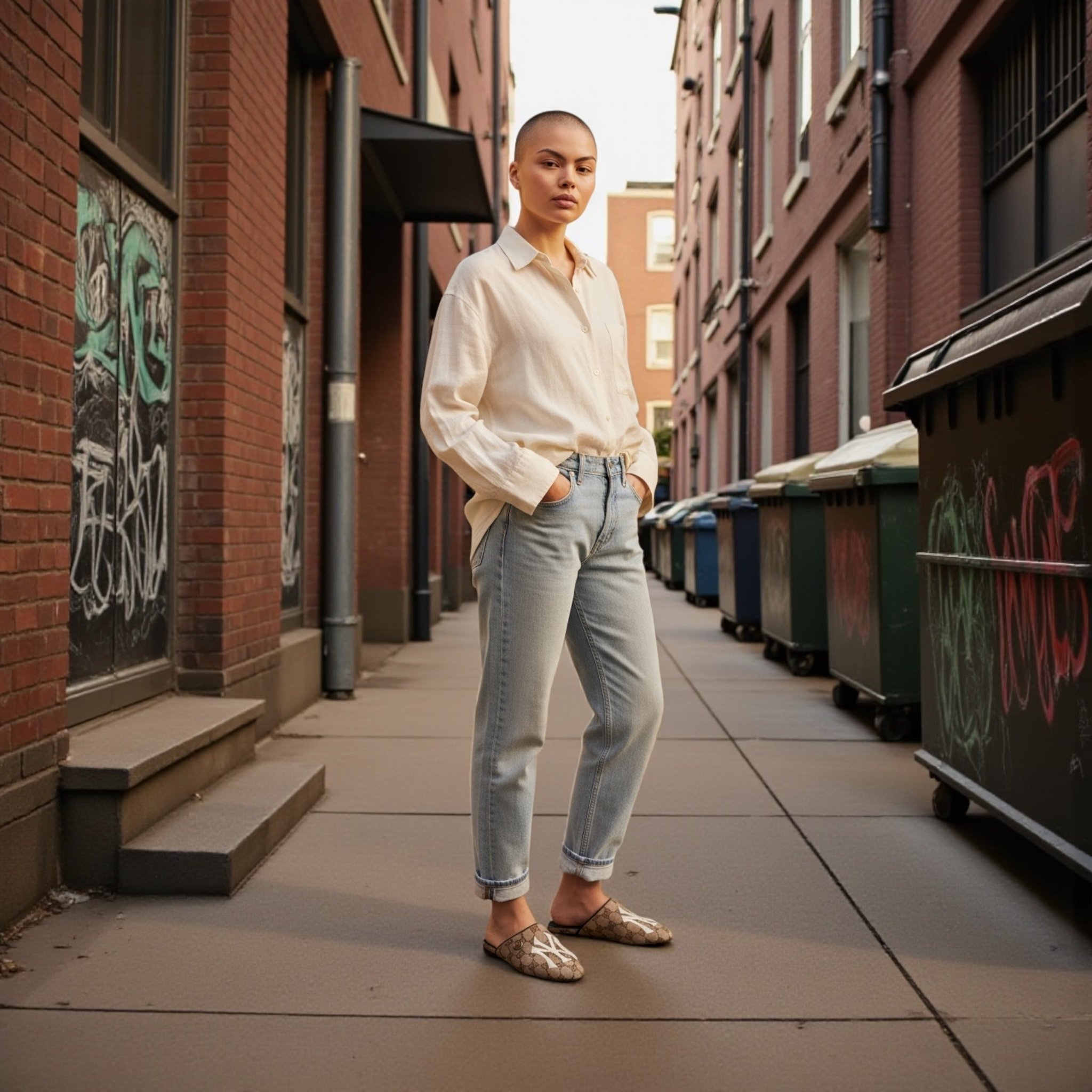 GUCCI NY Flamel GG Mule Flats Size 35 (SRP $1090) $450.00