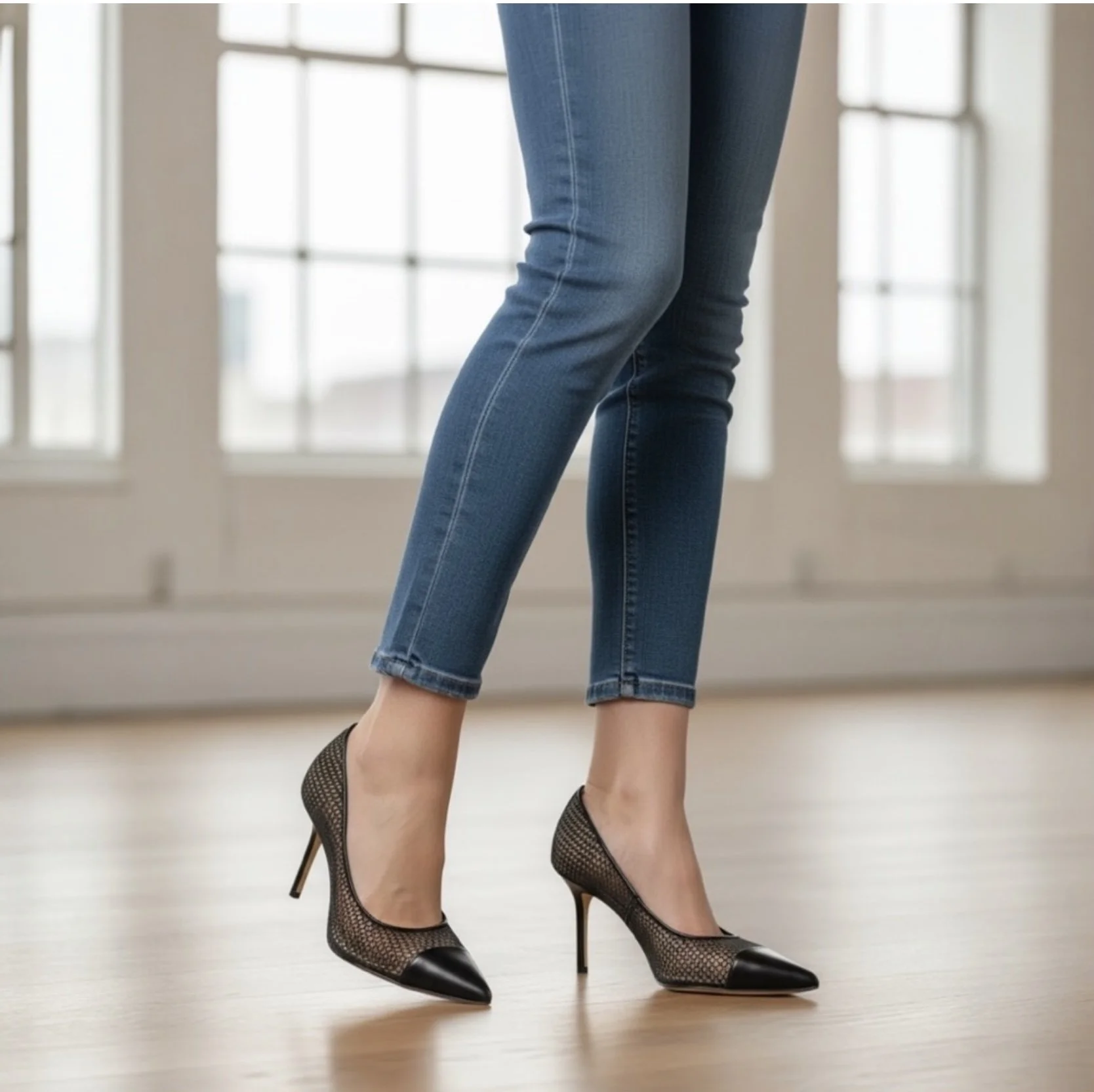 Jimmy Choo Love Asymmetric Honeycomb Net Pumps Size 39 $750