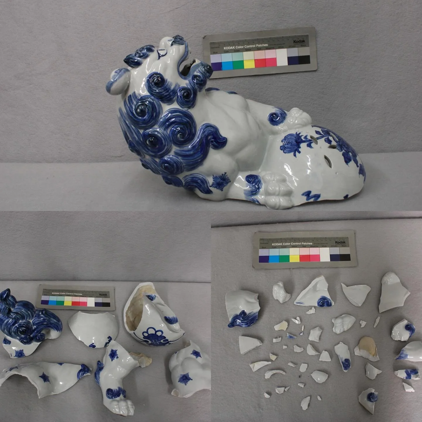 Swipe to see our conservation treatment on this wonderful porcelain fu dog (also known as a Chinese guardian lion.) Our conservation treatments differ from our &ldquo;full restoration&rdquo; option, mainly in the level to which the repair or damage s