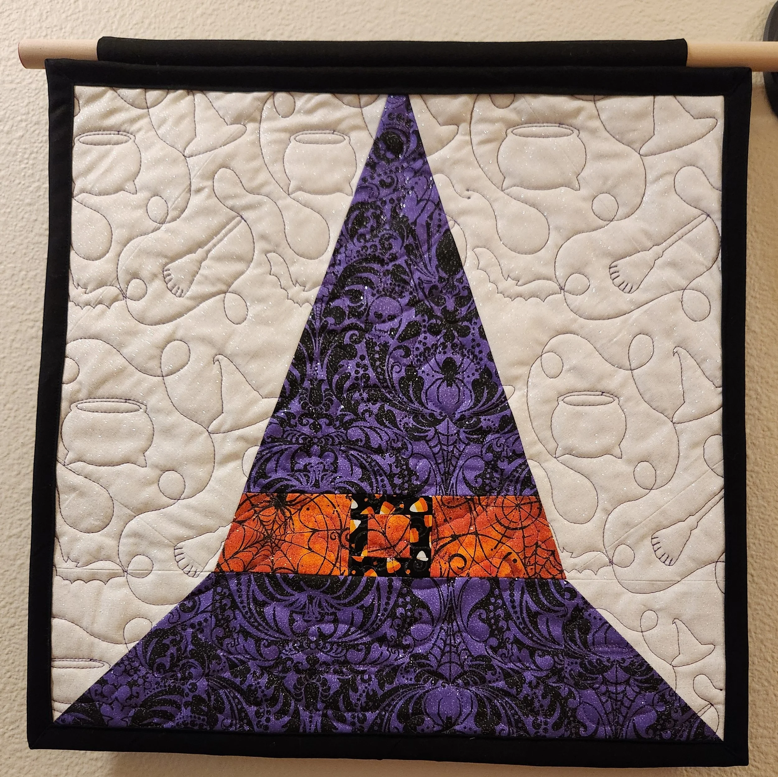 Purple Witch's Hat Quilted Wall Hanging