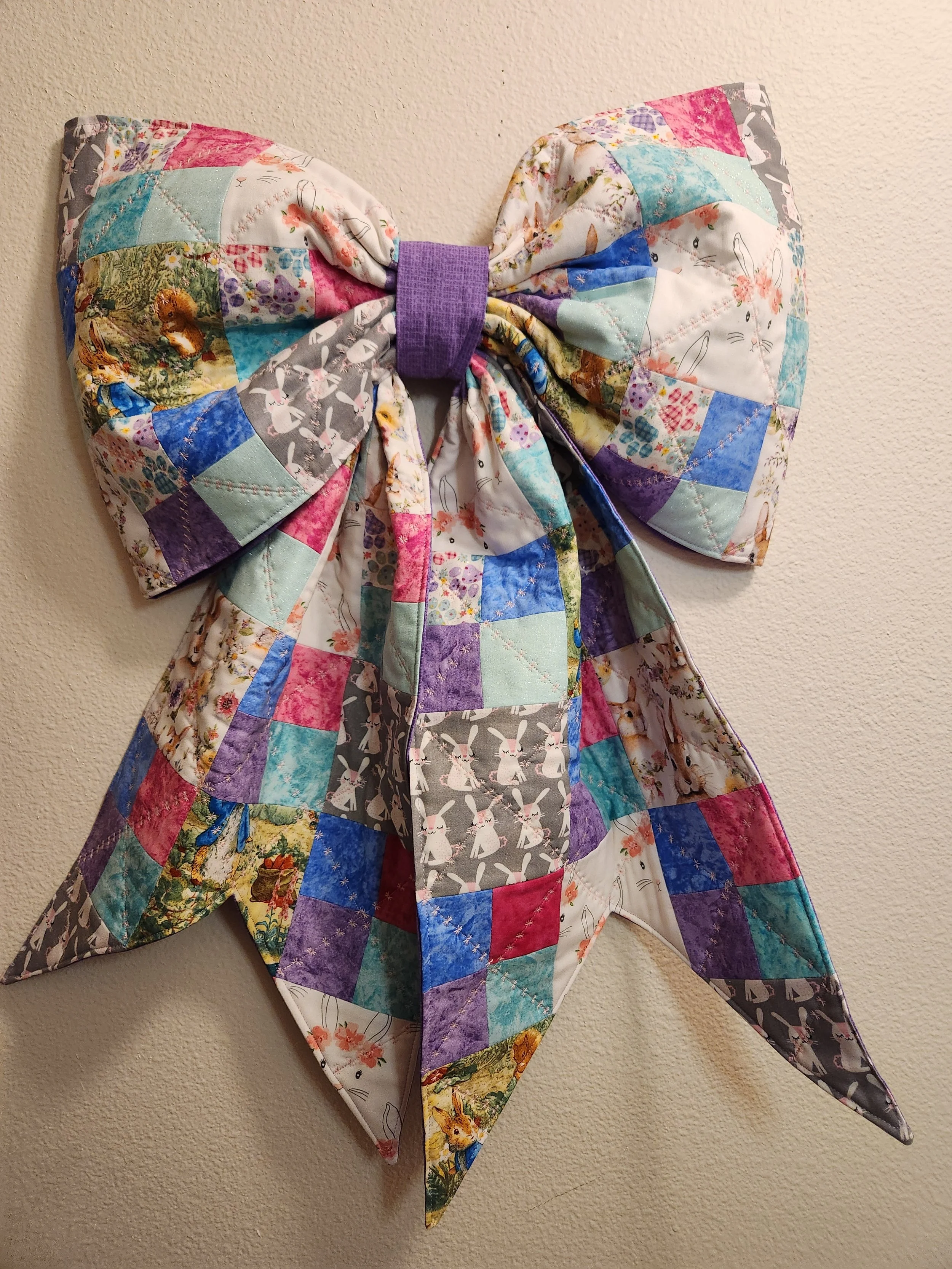 Easter Patchwork Quilted Bow Wall Hanging
