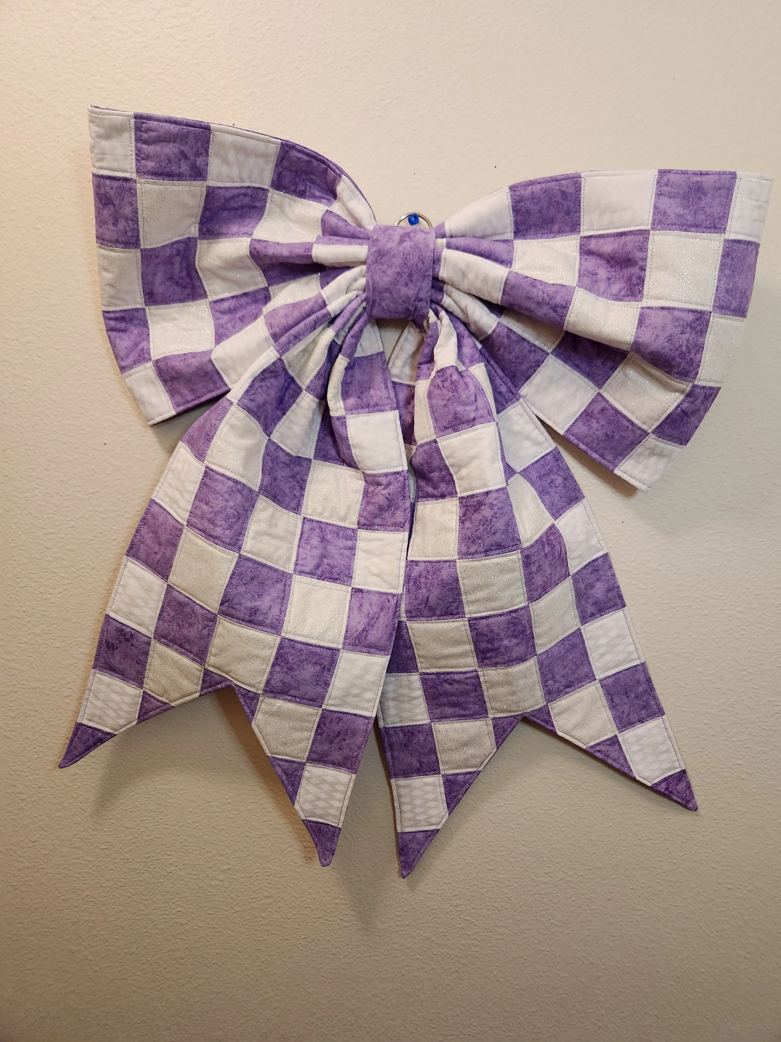 Handcrafted Purple Checkered Quilted Bow