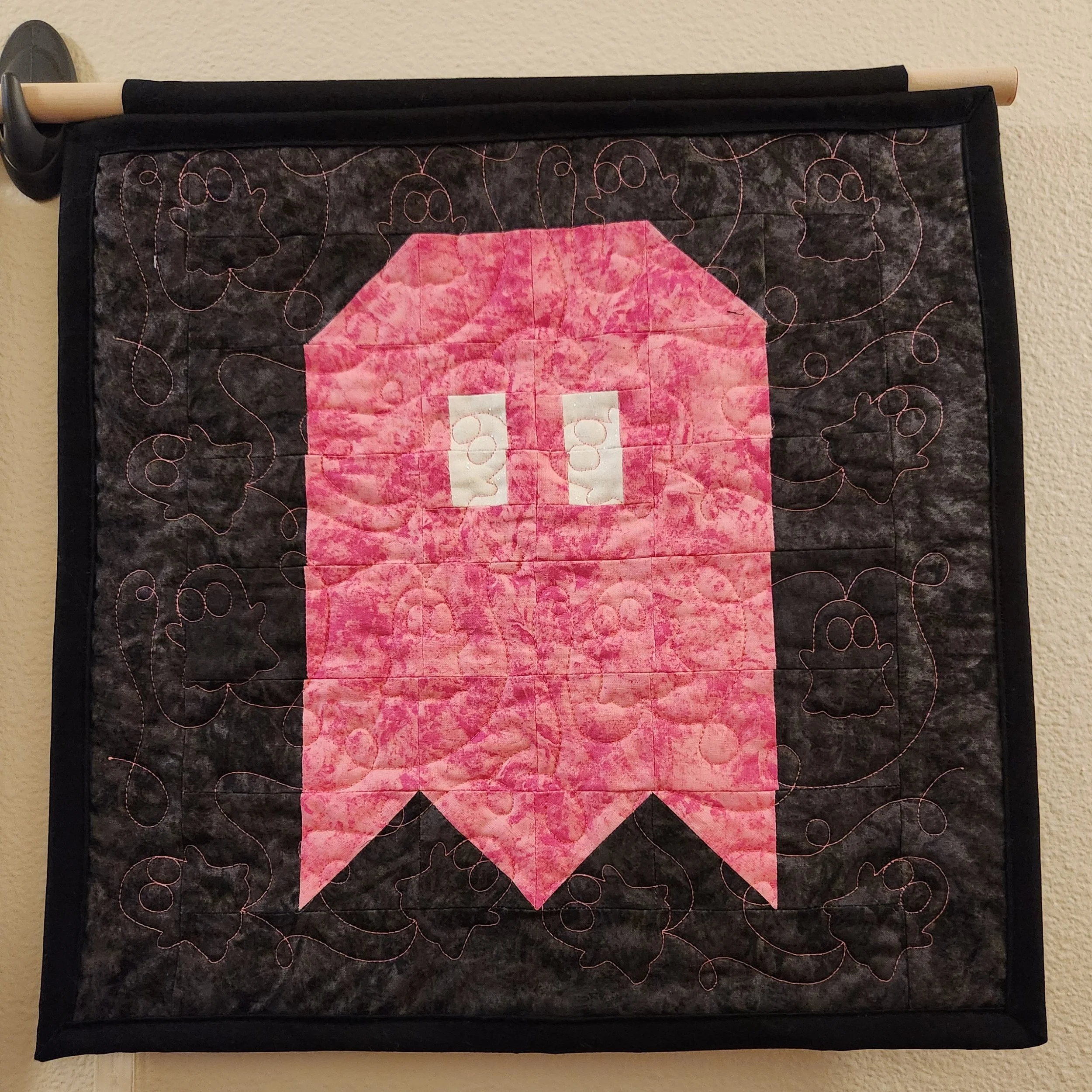 Pink Ghost Quilted Wall Hanging