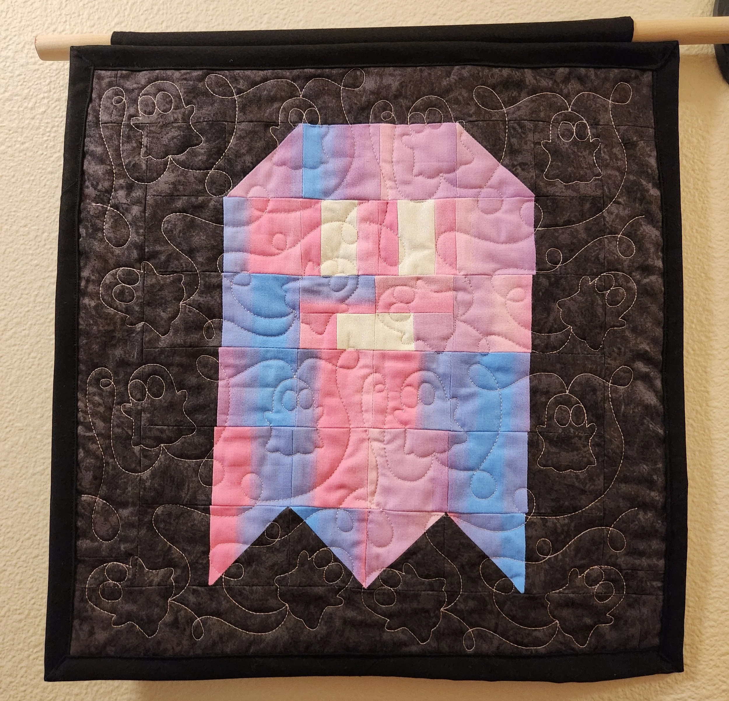 Whimsical Blue & Pink Ghost Wall Hanging