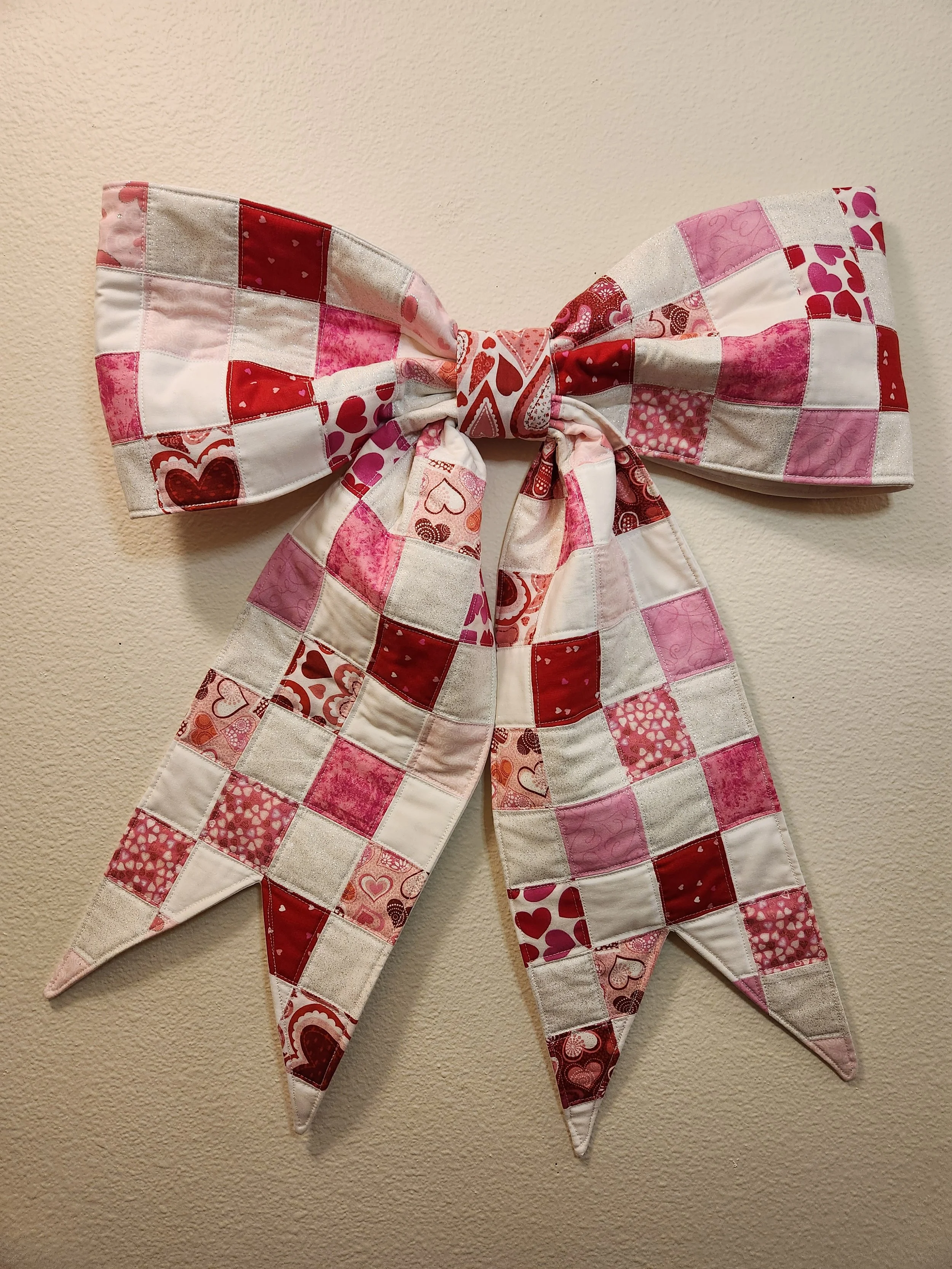 Handmade Quilted Valentine Bow Wall Hanging