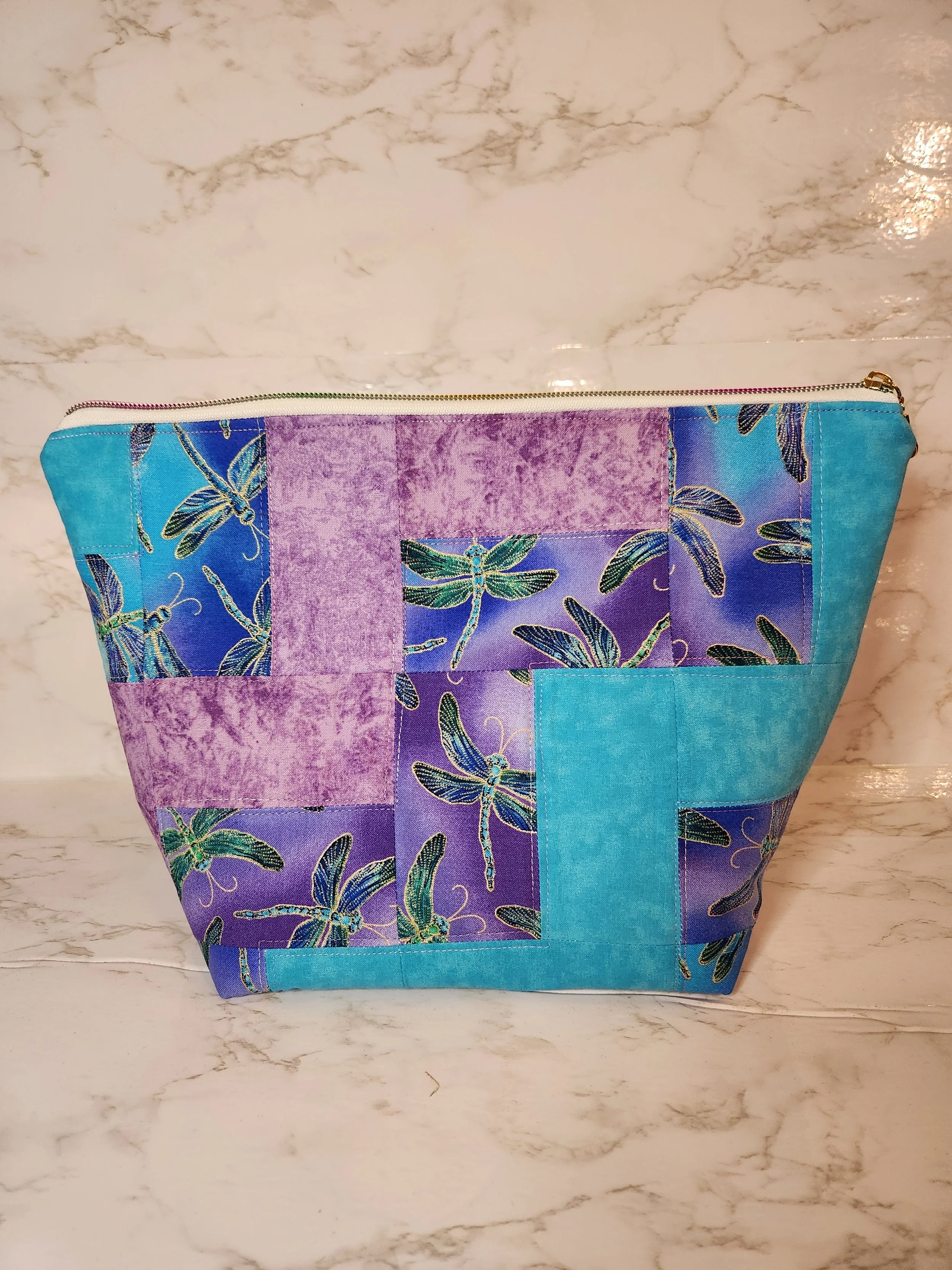 Handmade Dragonfly Patchwork Jumbo Zipper Bag