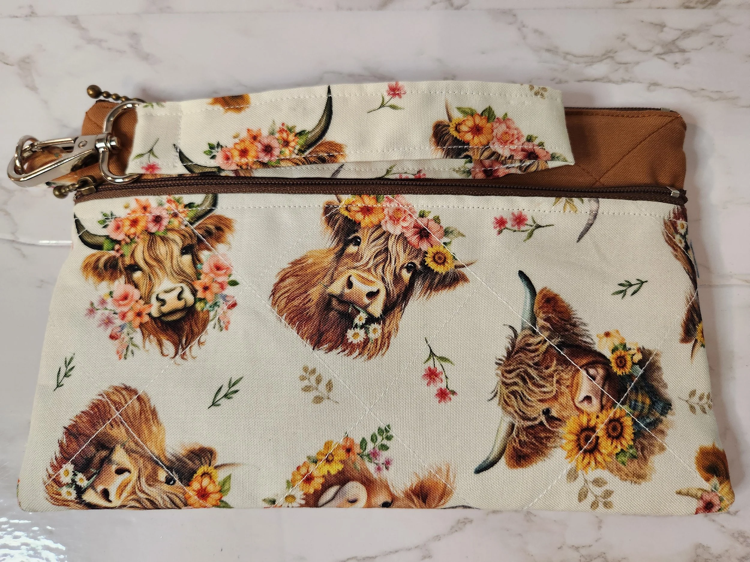 Highland Cow Quilted Clutch