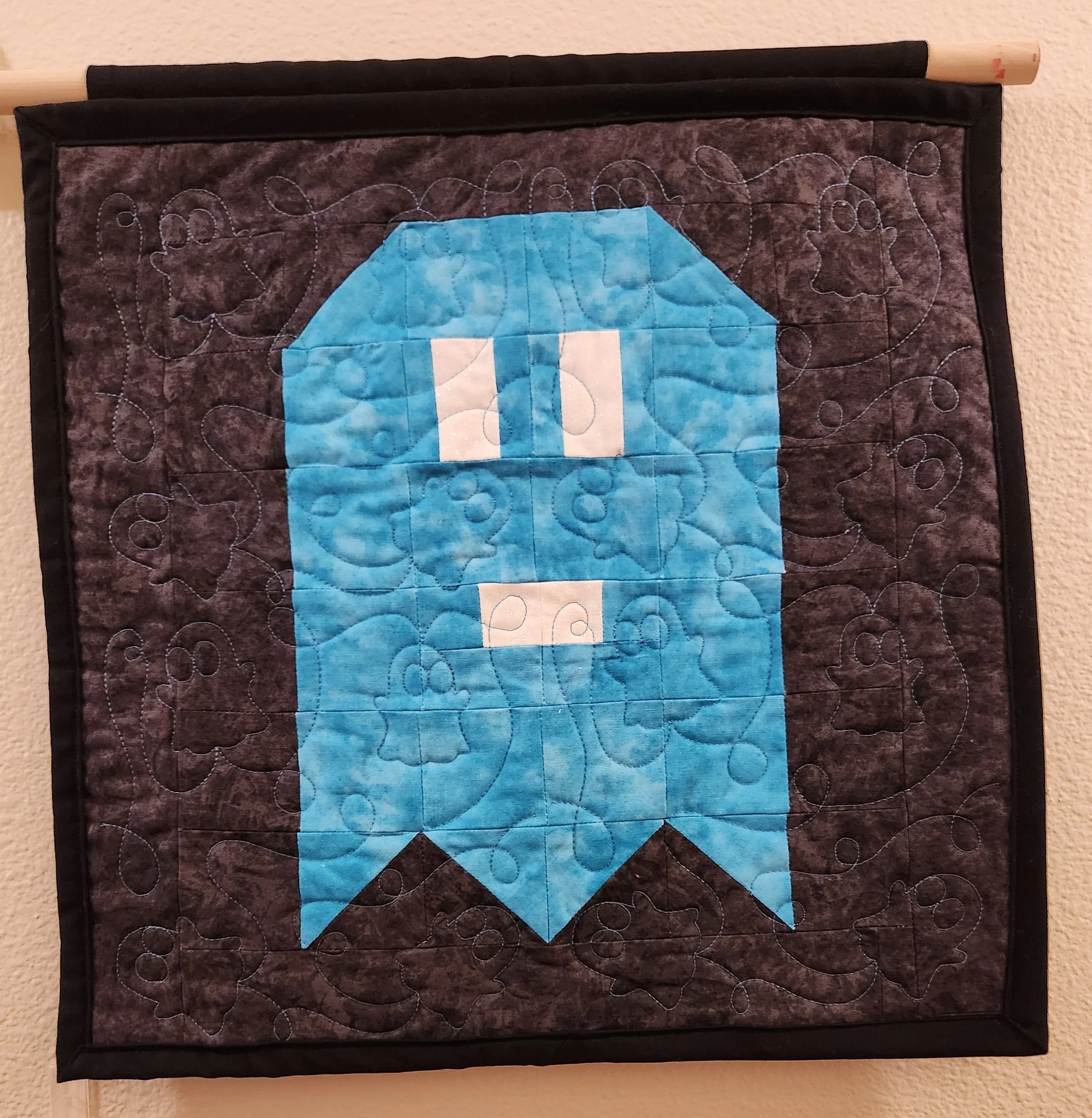 Teal Ghost Quilted Wall Hanging