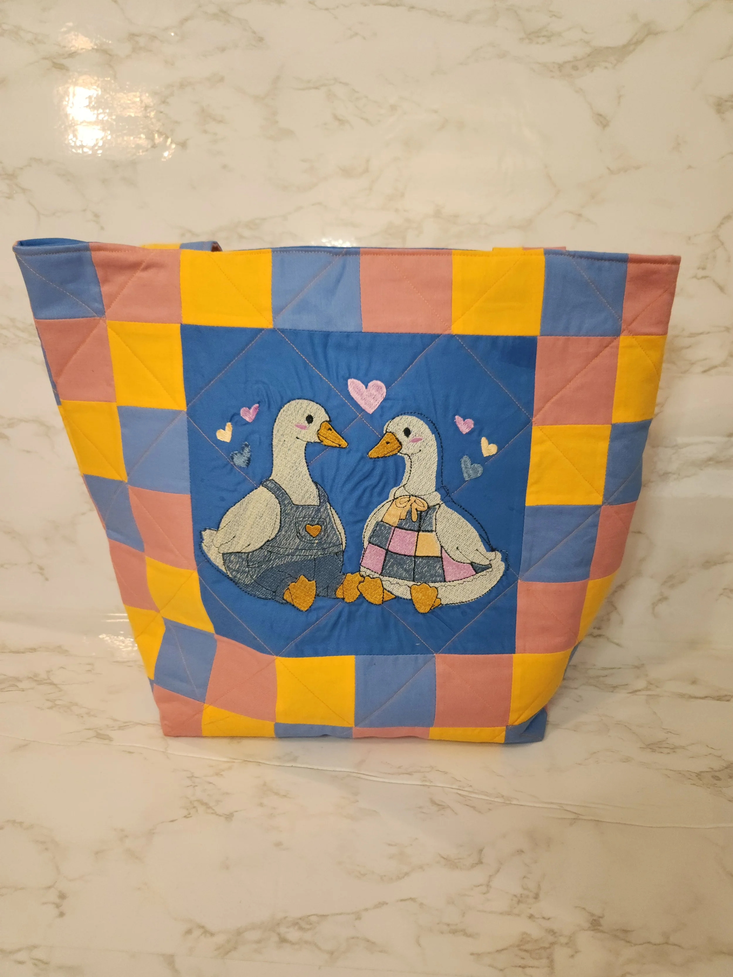 Charming Patchwork Duck Tote Bag