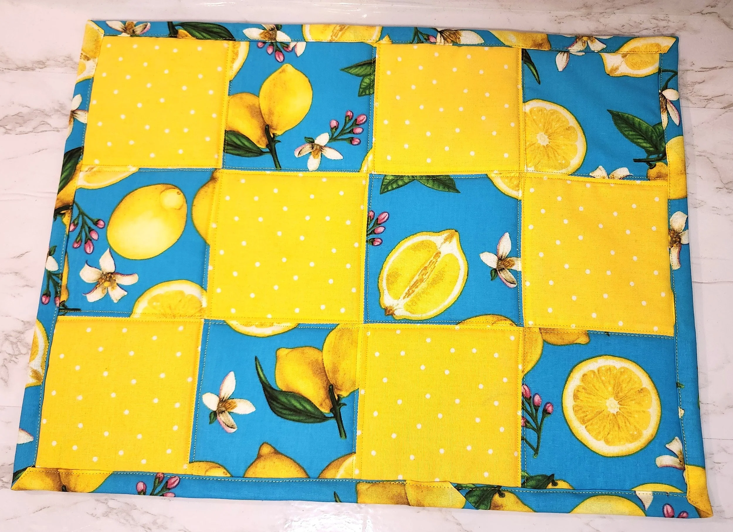 Vibrant Lemon Patchwork Large Pot Holder