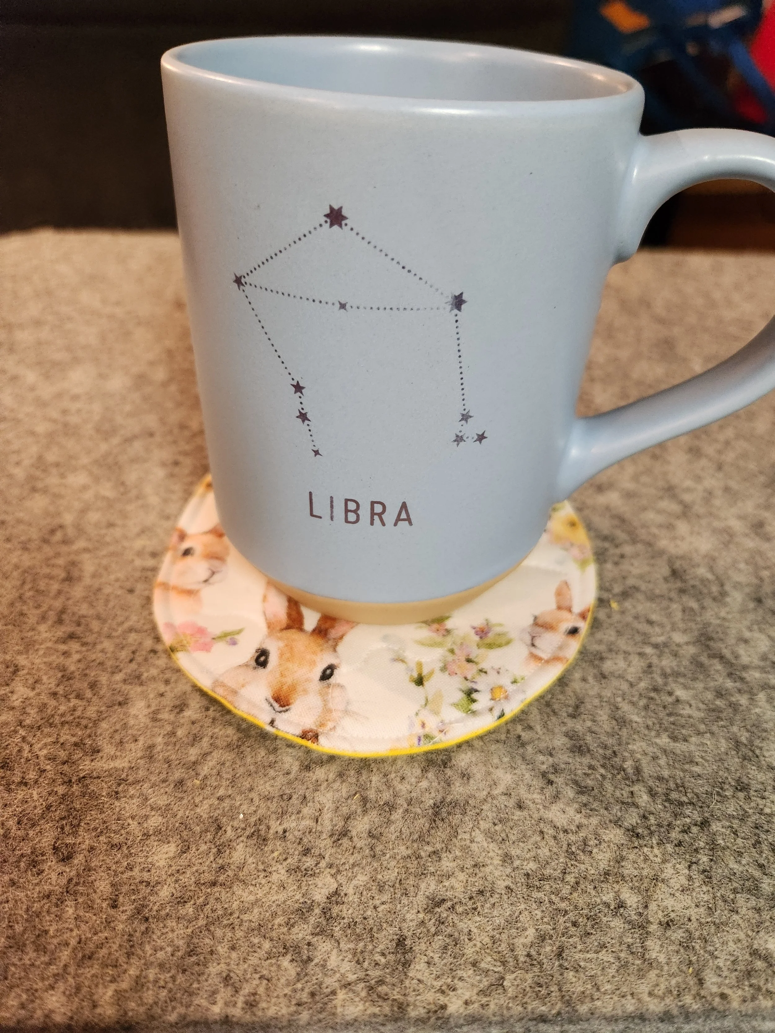 Whimsical Rabbit Print Quilted Coaster