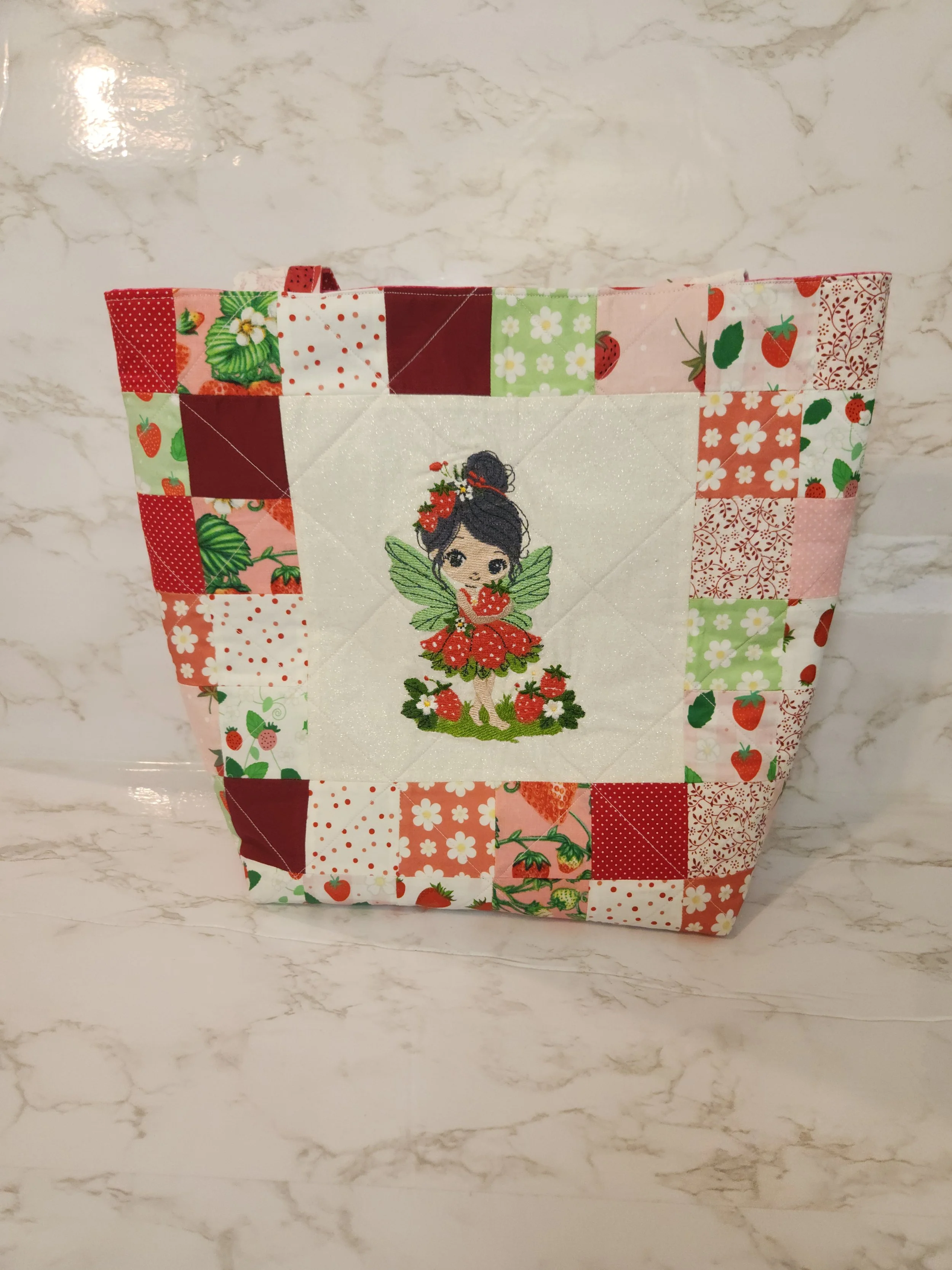 Strawberry Patchwork Tote Bag
