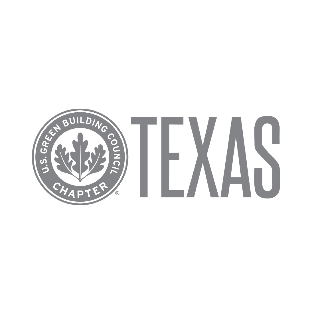 Black background with white logo of the U.S. Green Building Council, Chapter Texas.