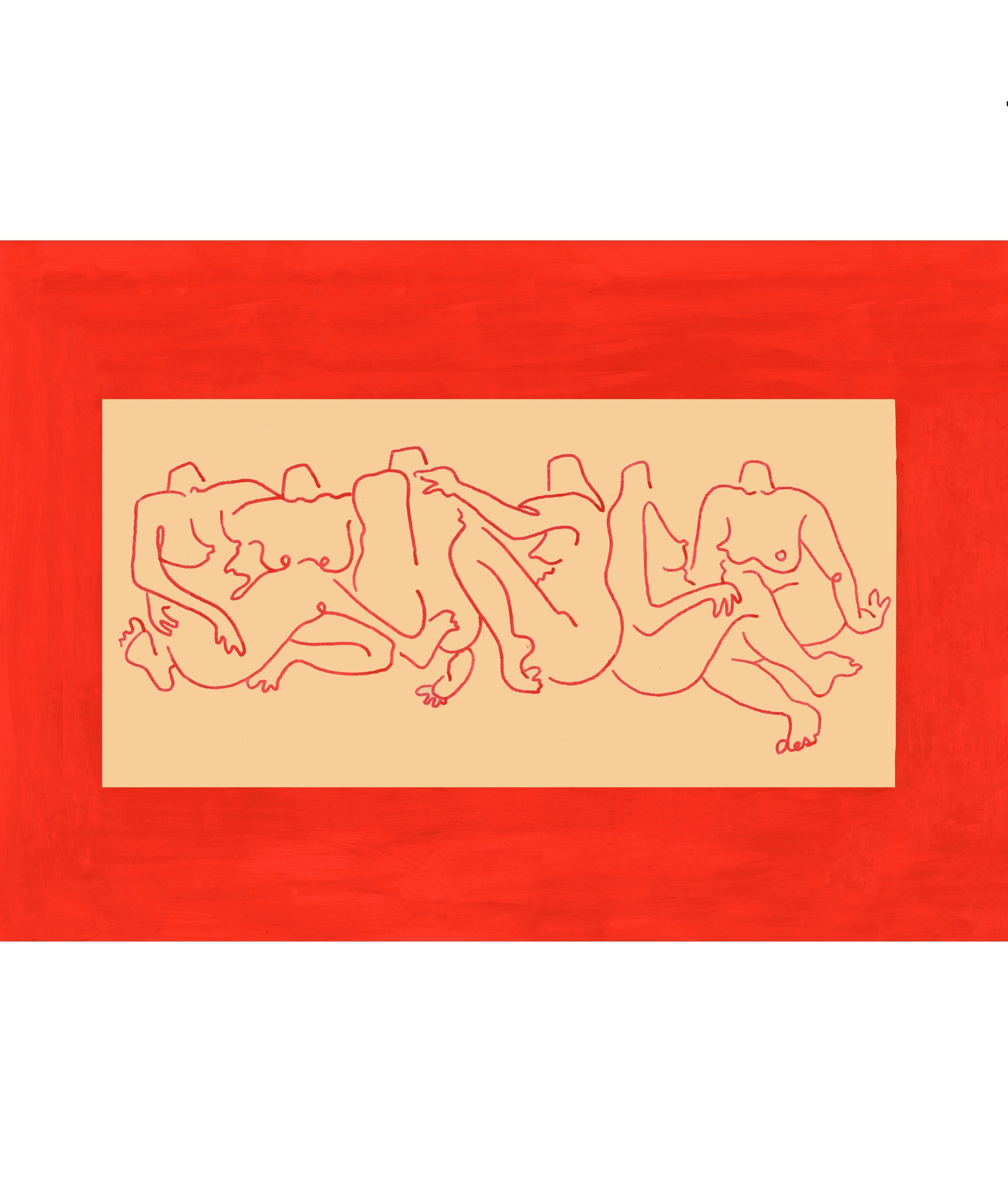 Print - Women Entwined, Red