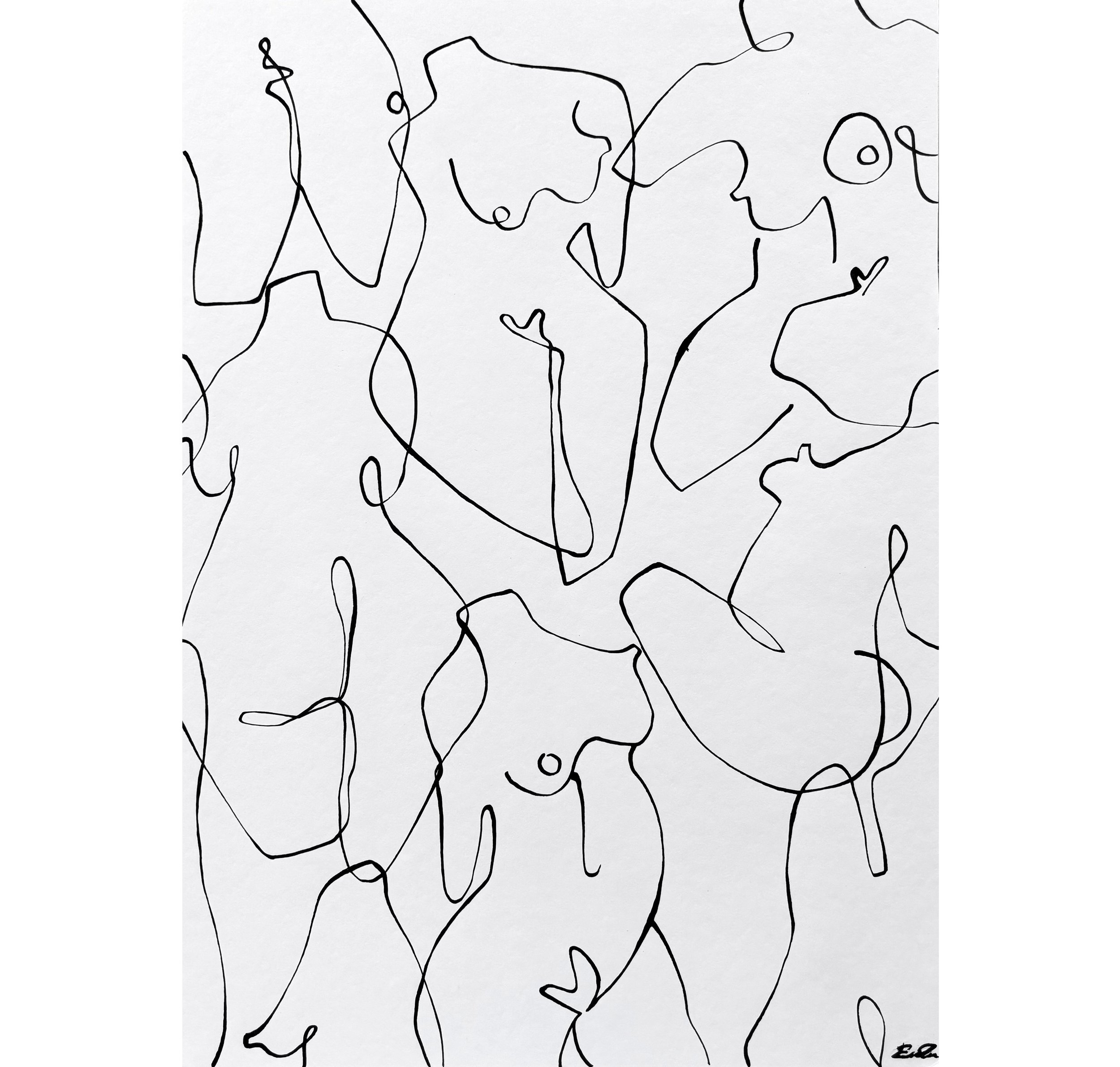 Original - Crowd III - A3, Unframed