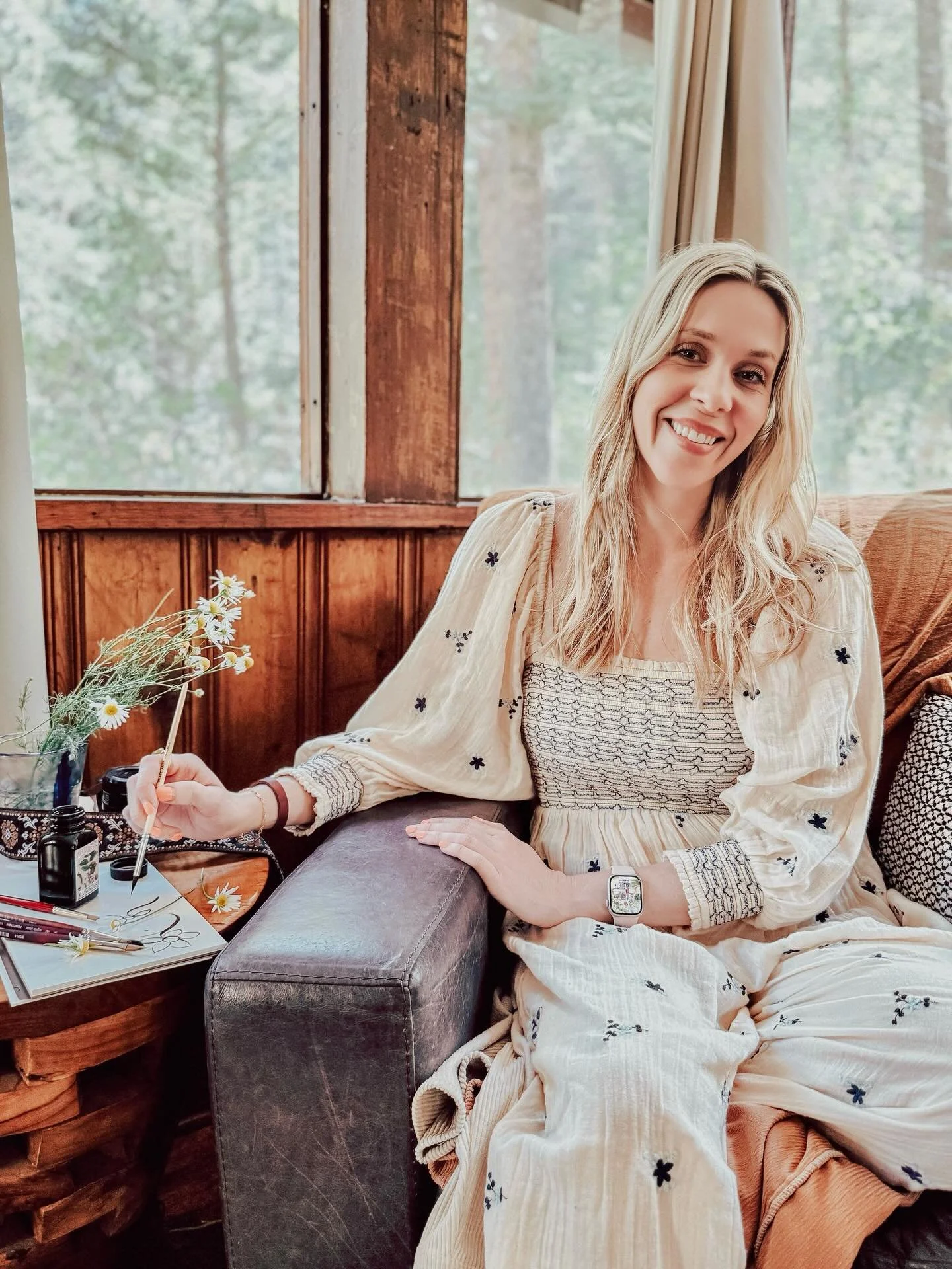 Popping in to say hi and introduce myself. My name is Leah and I&rsquo;m a pattern designer with a background in graphic design. I create art with a boho feel in warm dusty colors that feel earthy and inviting. Sometimes in the summer I&rsquo;ll thro