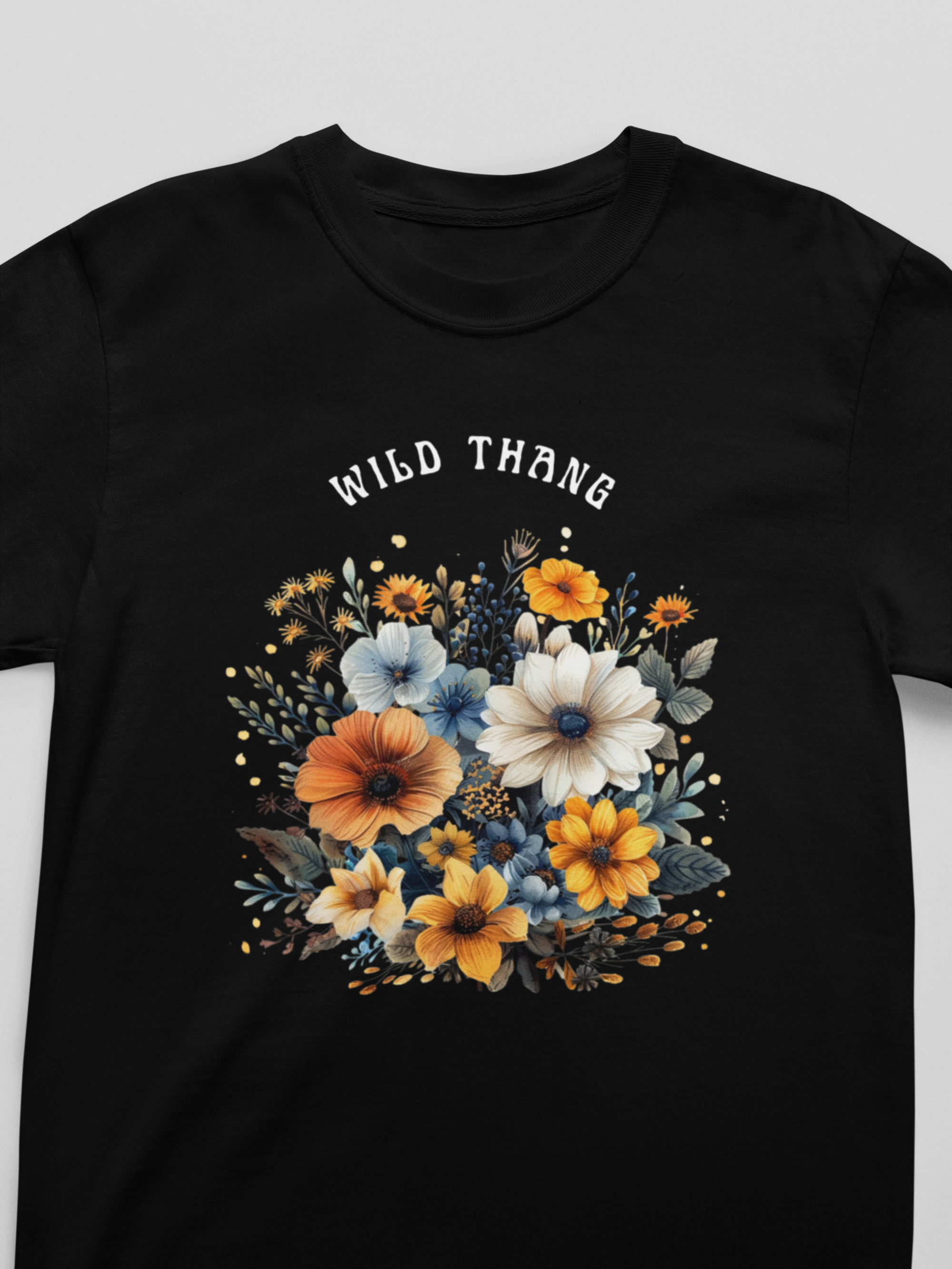 Pound Boho Flower Relaxed Shirt Garment Washed Cotton Gray Premium T-Shirt