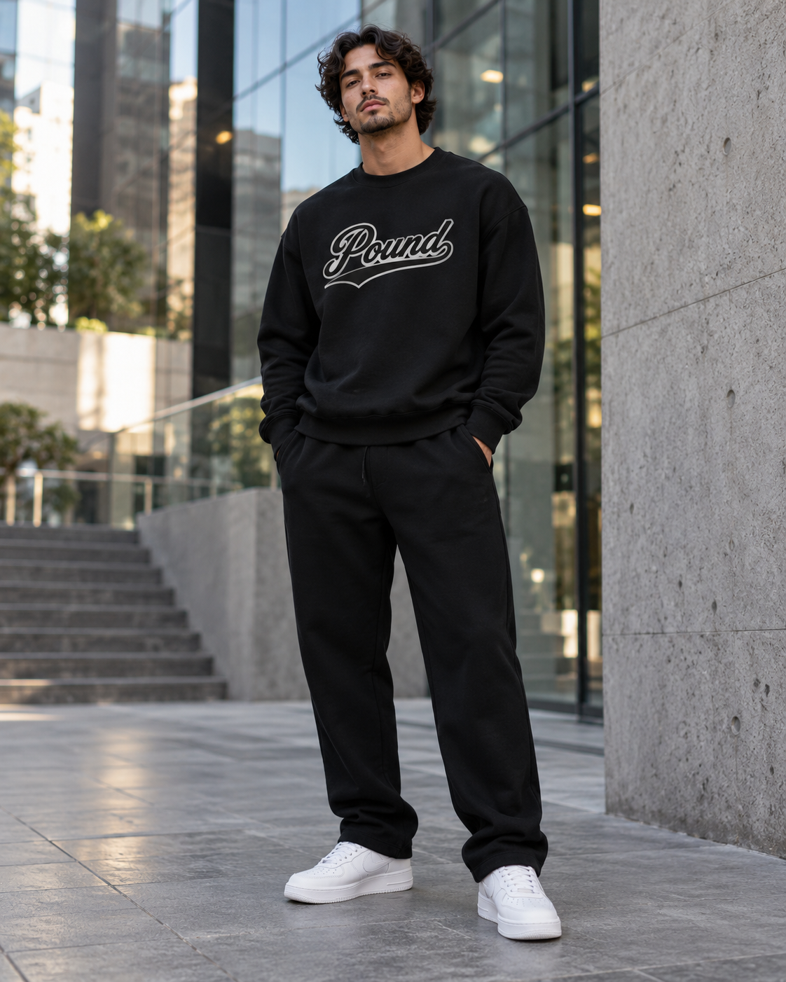 Urban Streetwear Portrait in Glass Plaza.png