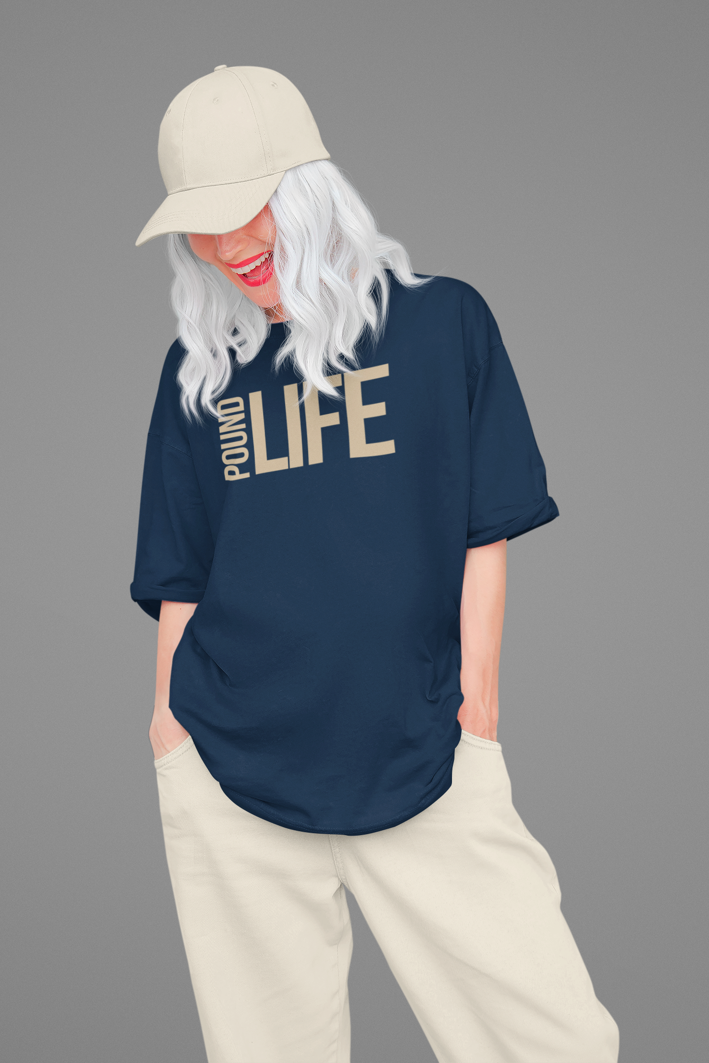 POUND Life Reserve Premium Tee Shirt Navy Sand Street Wear T-Shirt