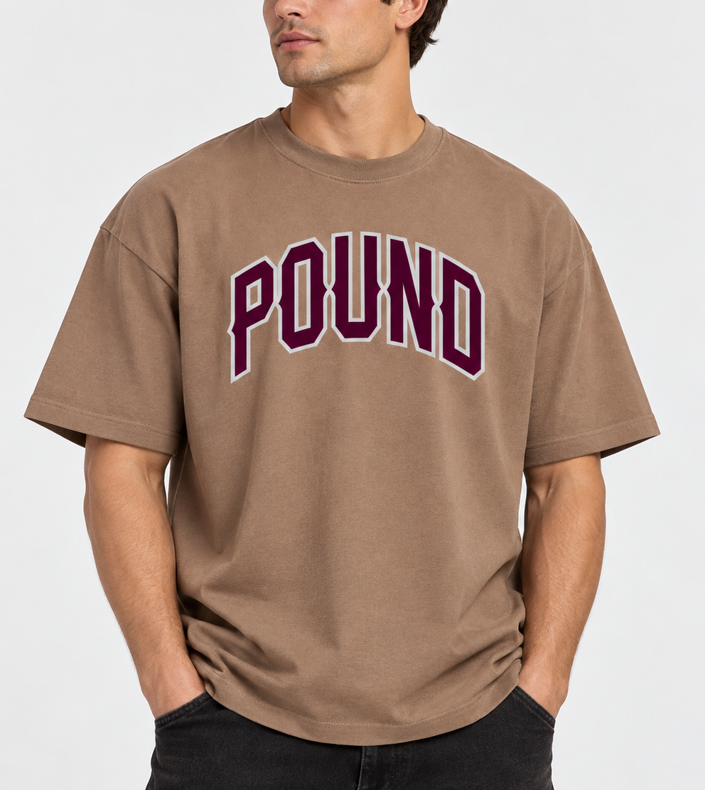 Pound Varsity Cotton Latte Oversized Box T-Shirt Outerwear Fashion T-Shirt Gift
