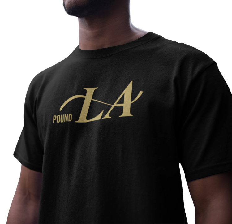 POUND LA Unisex T-Shirt Black Gold Pullover Urban Wear Outdoor Tee Shirt Gift