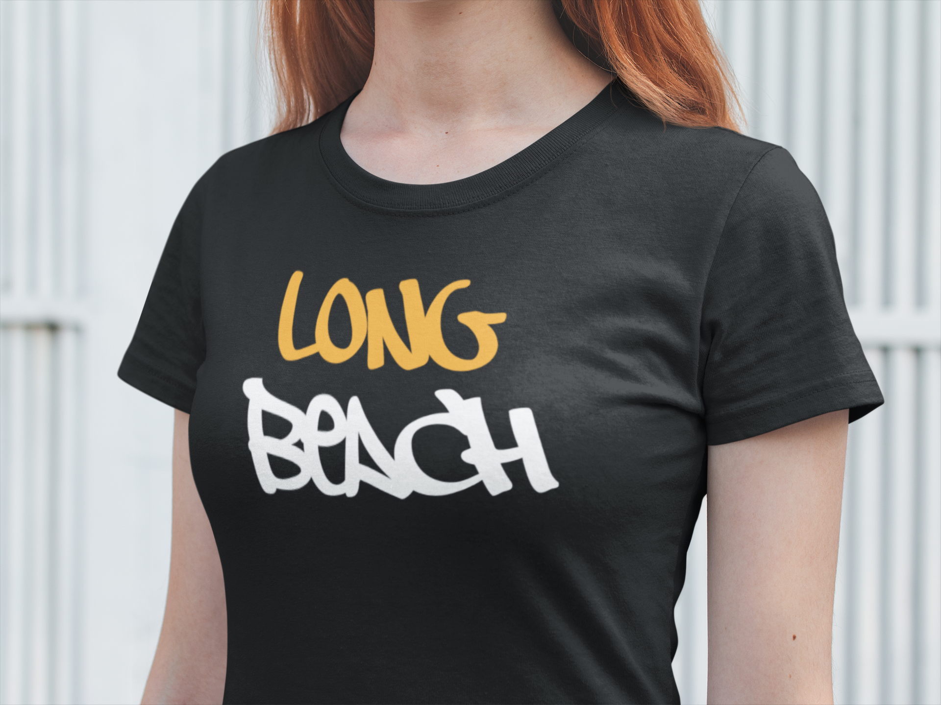 POUND Women's Long Beach Graphitic Tee Black Old Gold Women’s Essential Slim T-shirt