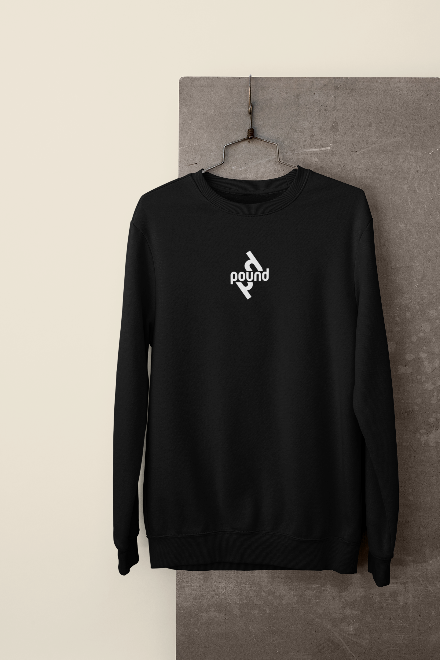 Black POUND Premium Sweatshirt Unisex Athletic Wear Cotton Poly Urban Wear Fashion