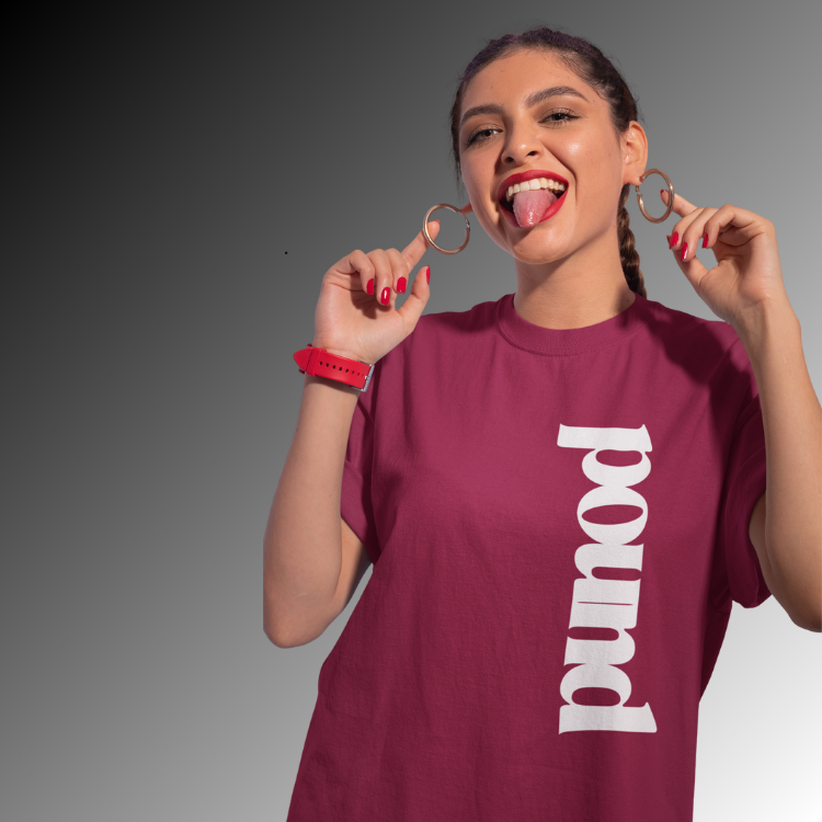 POUND Unisex Burgundy Tee-Shirt Heavyweight Streetwear Fashion