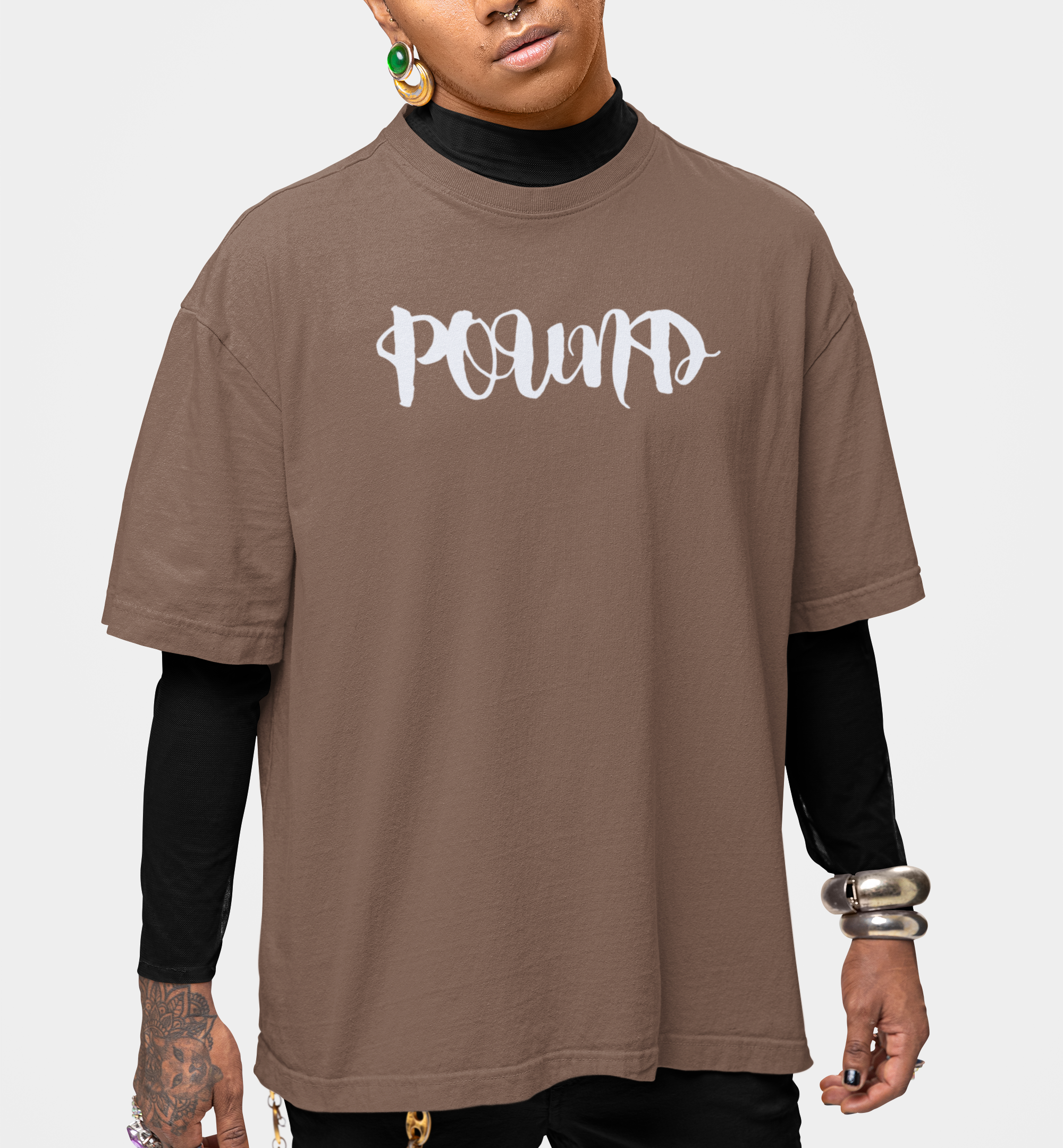 POUND T-Shirt Heavyweight Unisex Cotton Tee Taupe Brown Vintage Tee