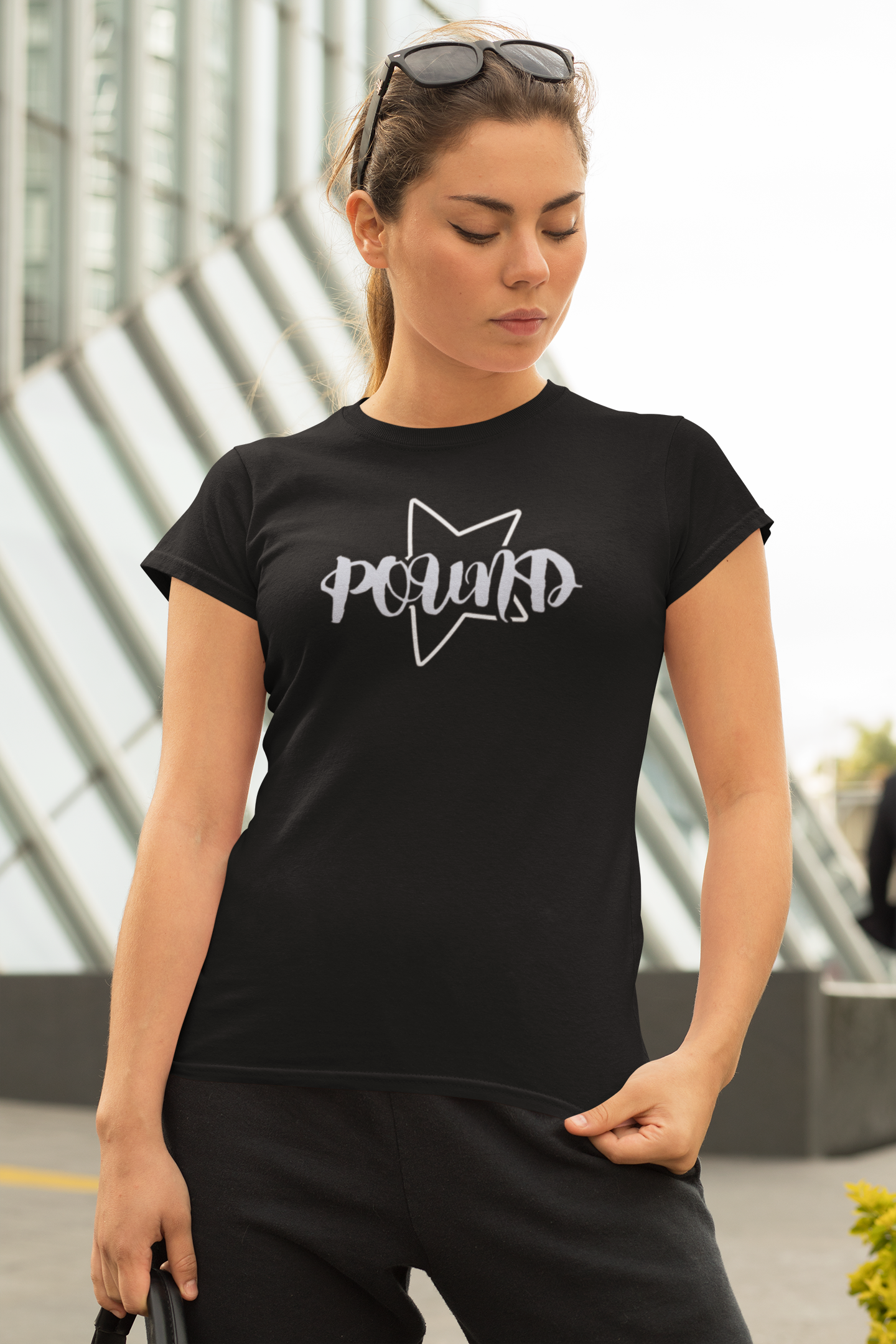 Women POUND Tee Black Lightweight Fitted Slim T-shirt