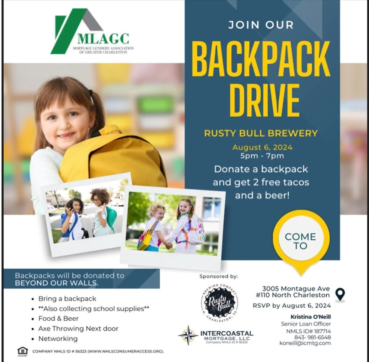 Backpacks, Beer, and Tacos! Come join us to kick off the school year by giving back🥳 🌮 🍻 🍎 . See you there 08/06/2024.