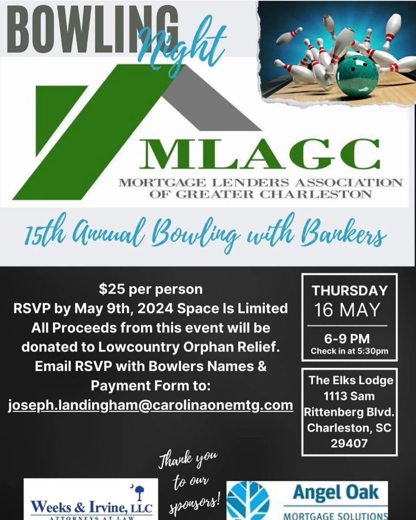 Come 🎳 for a cause! RSVP today to Joseph.landingham@carolinaonemtg.com. We look forward to seeing you there.