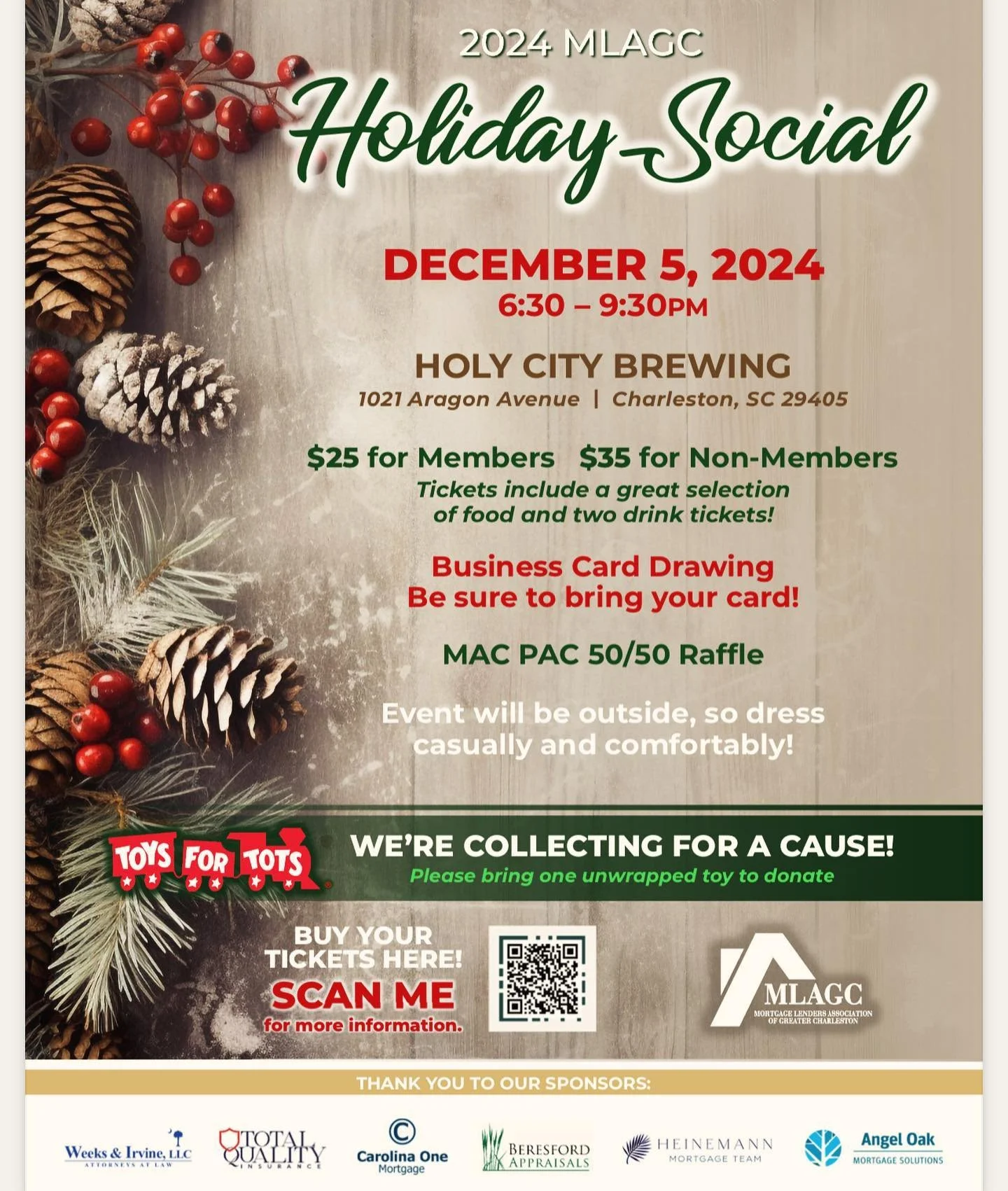 Hi! The holiday season is upon us, and we&rsquo;re thrilled to invite you to the 2024 MLAGC Holiday Social! Let&rsquo;s celebrate together with great food, drinks, and holiday cheer! The event will be held outdoors, so dress comfortably and casually.