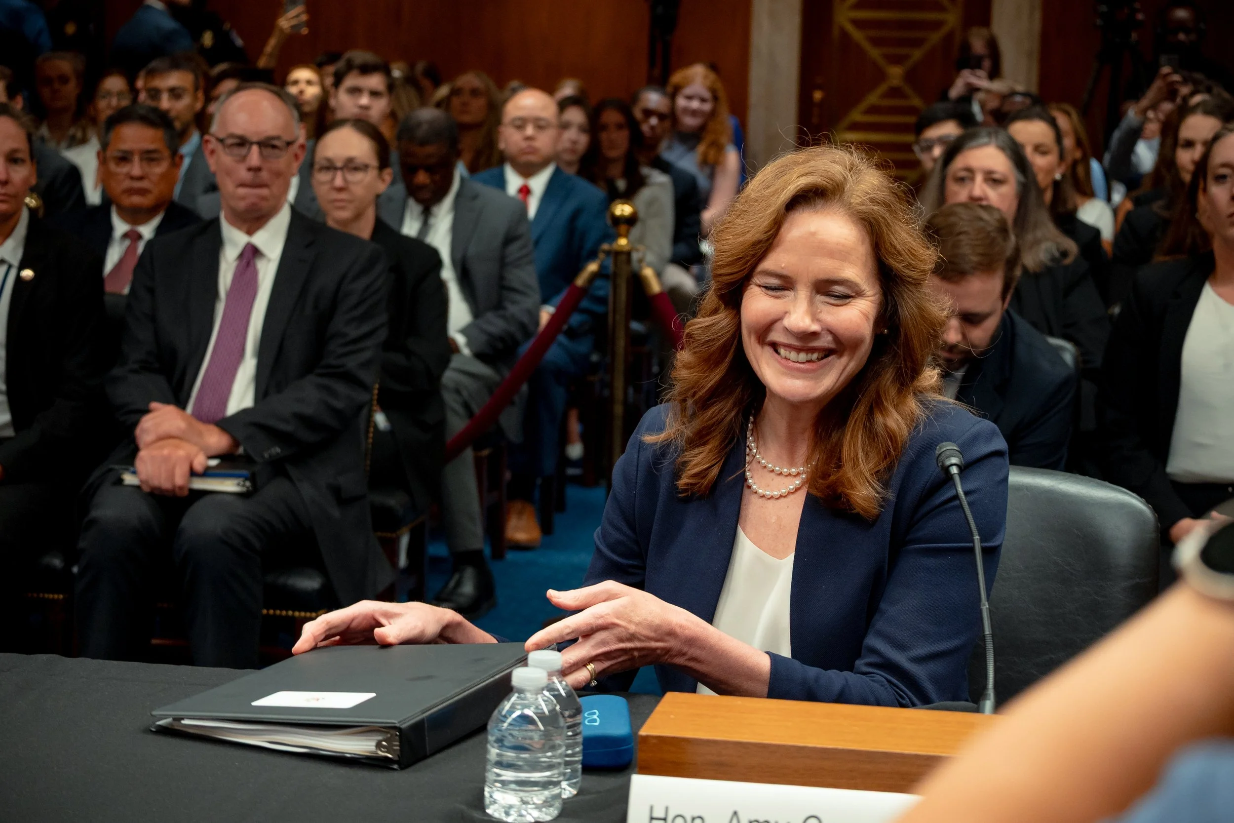 Supreme Court Justices Amy Coney Barrett and Elena Kagan answer lawmakers' questions during a Senate Appropriations Committee hearing on the judiciary's fiscal year 2027 budget request, which includes additional funding for security and cybersecurity