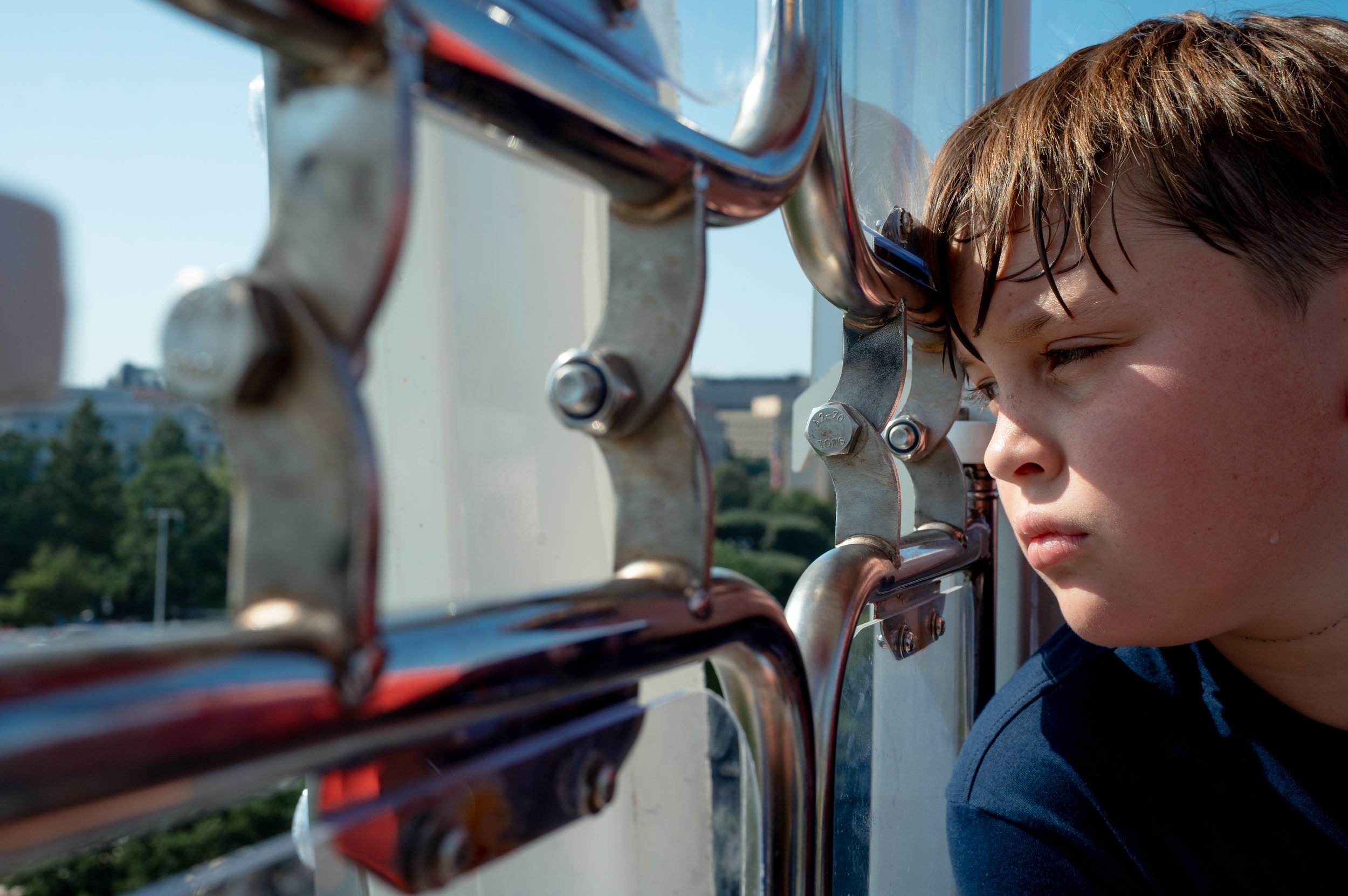 Aidian, 8, of Florida, visits the Great American State Fair on the National Mall with his father in Washington, D.C., on July 2, 2026.