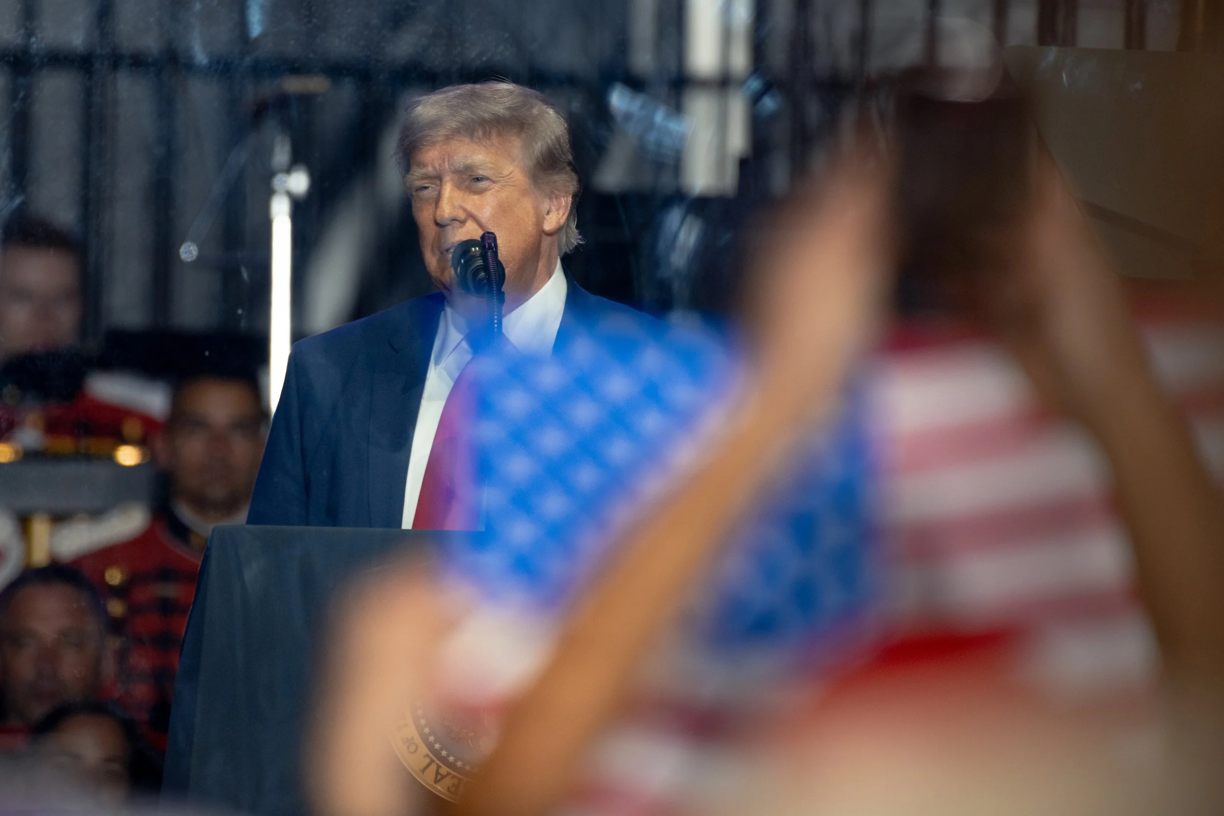 President Donald Trump speaks about American identity and his administration's efforts to reduce crime in Washington during the kickoff of the Great American State Fair on the National Mall in Washington, D.C., on June 24, 2026.
