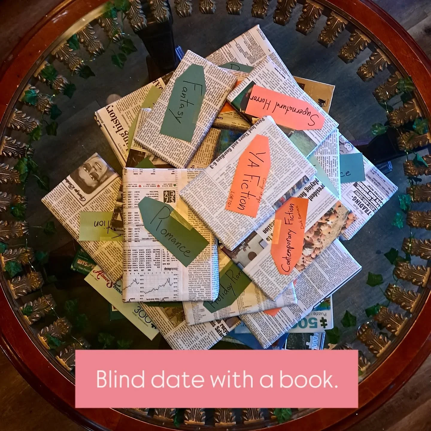 Come in and grab a blind date (with literature). Maybe grab a book and recommend one yourself!