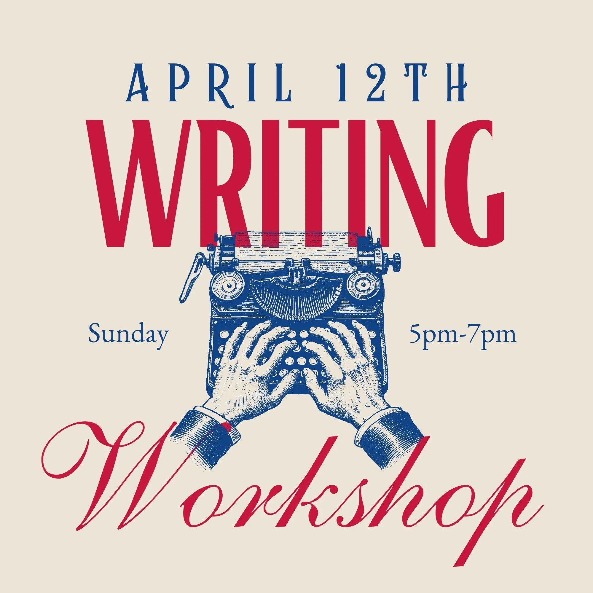 Interested in expanding your knowledge or getting some feedback? Join the writers workshop Sunday, April 12th, 5pm-7pm. Come check it out!