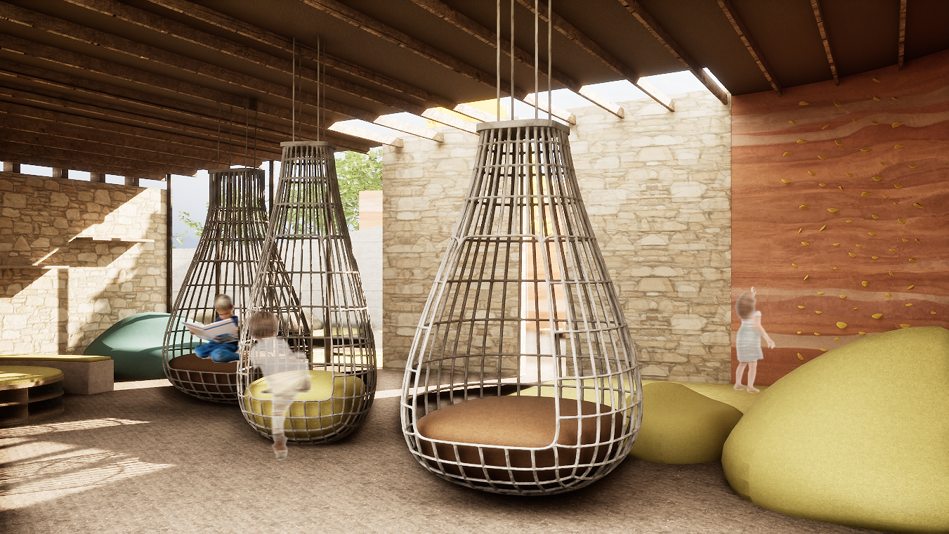 CHILDRENS SPACES
Children’s Art Spaces and playful landscapes acknowledge that the future is watching. These are spaces for making new memories amidst reconstruction, signaling that joy and creativity are essential materials for rebuilding. 