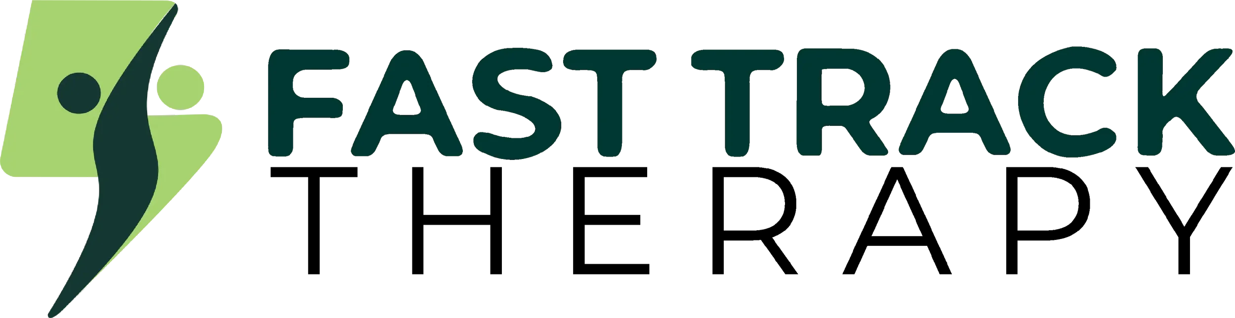Logo with a stylized green mountain and person icon followed by the text 'FastTrack' in bold dark green letters.