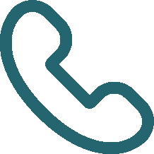 Outline of a traditional telephone receiver depicted in teal.