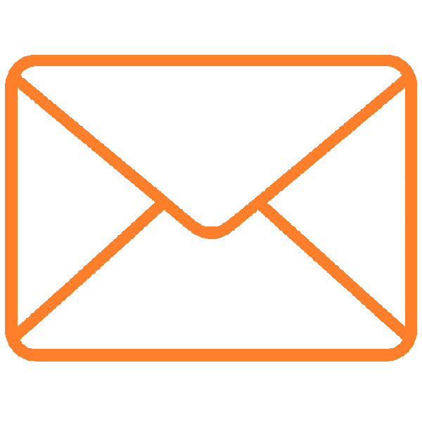 Outline of an orange envelope icon with a closed flap.