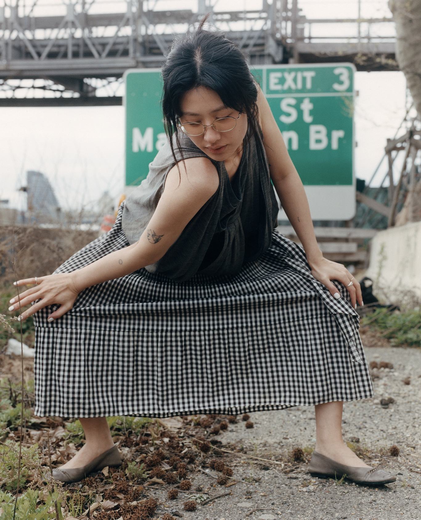 PLEATS PLEASE Gingham Check Belted Skirt